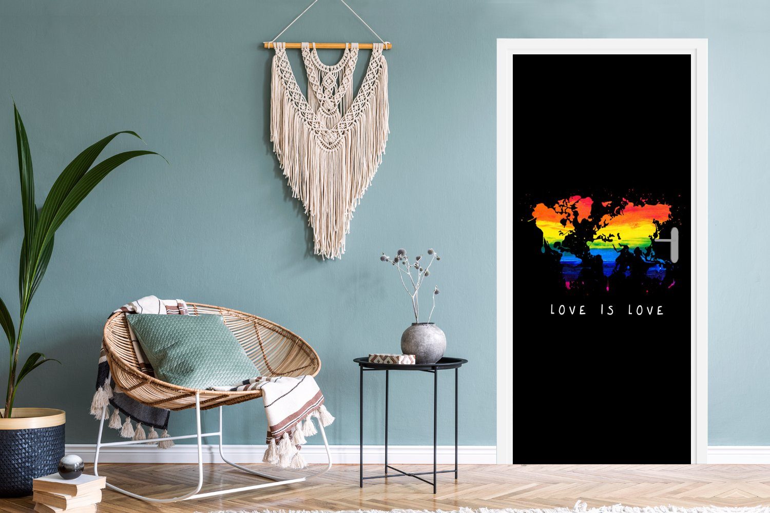 - MuchoWow Liebe, St), cm Fototapete Türtapete Türaufkleber, Matt, Regenbogen bedruckt, 75x205 (1 - Karte Tür, für