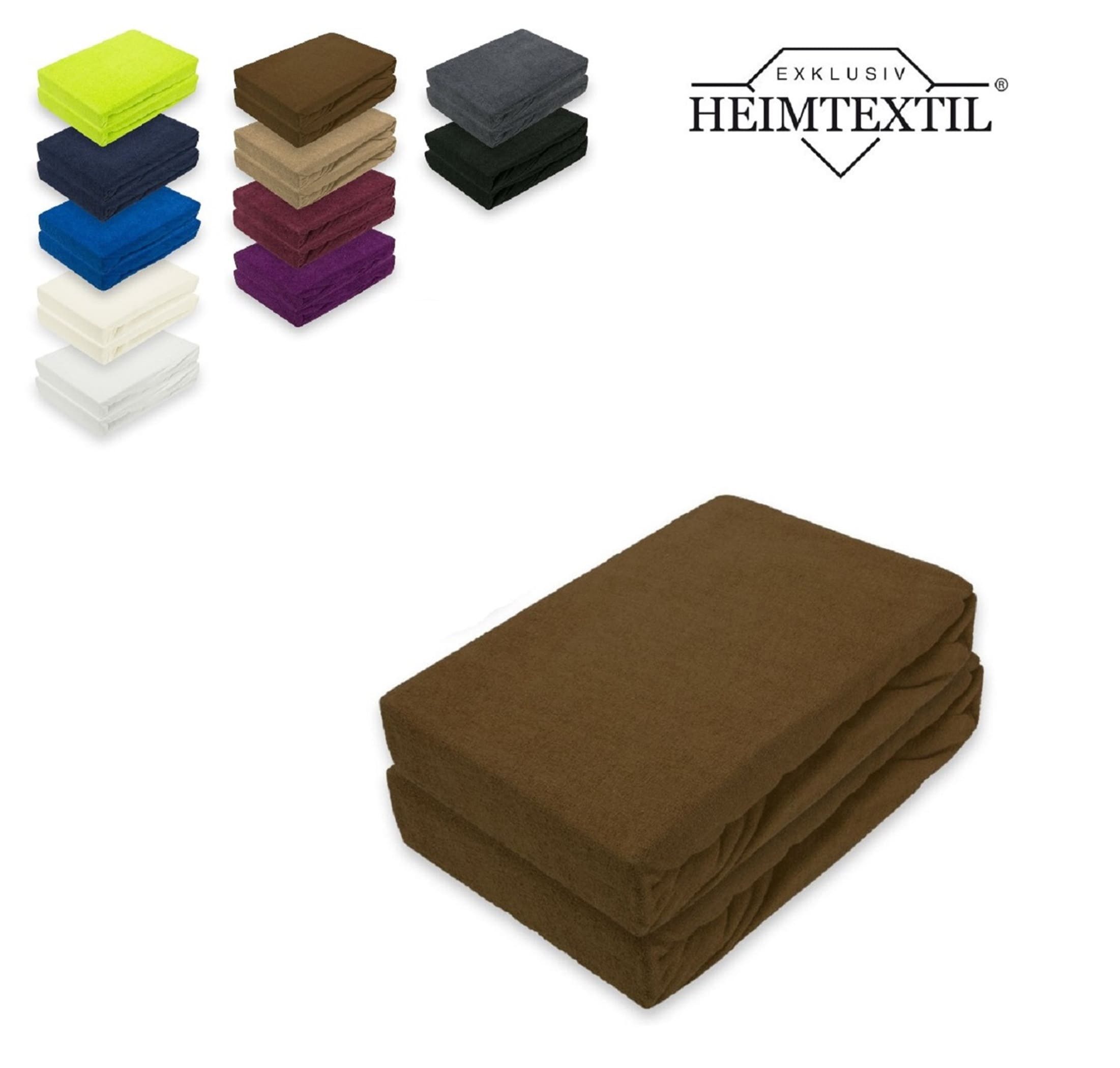EXKLUSIV HEIMTEXTIL Spannbettlaken Doppelpack Frottee Spannbettlaken Premium Schokobraun, Frottee, Gummizug: rundum, (2 Stück), mit Rundumgummizug