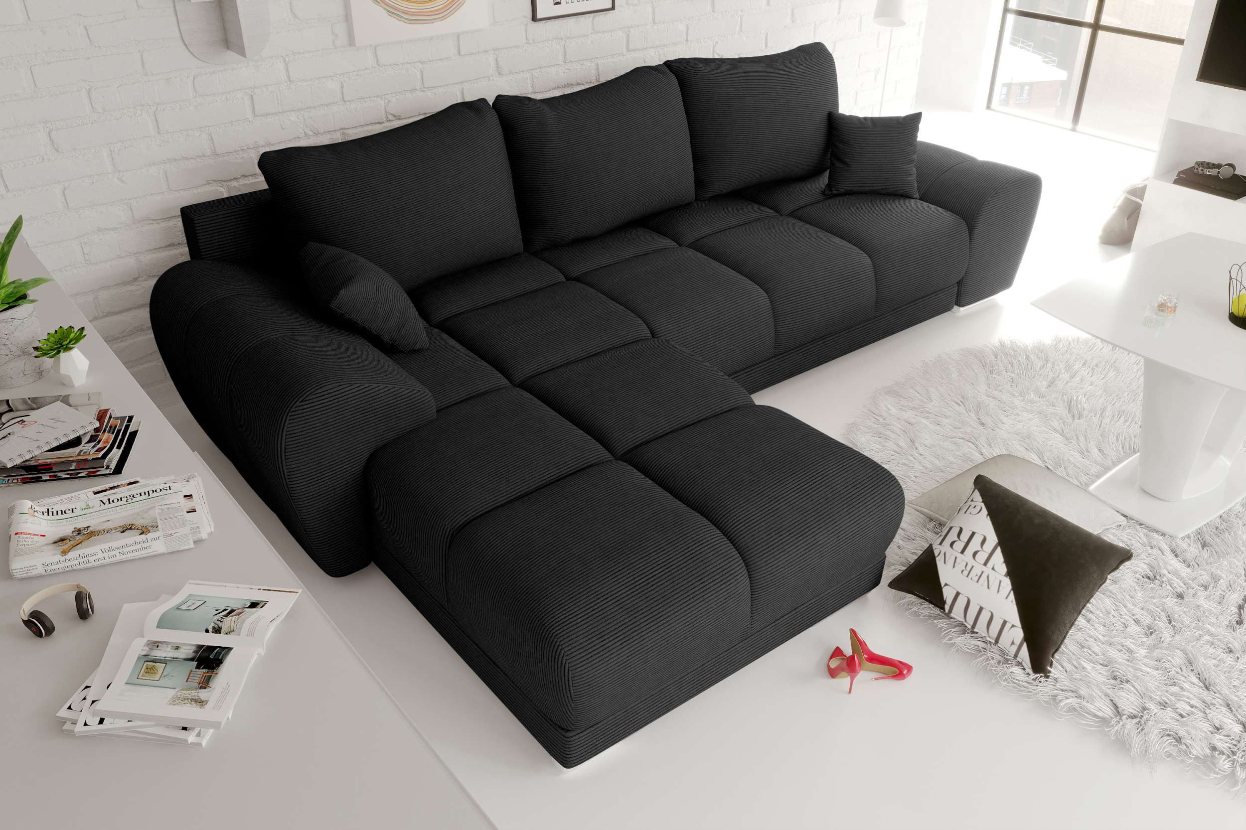 99rooms Ecksofa Antalya, Sofa L-Form, Eckcouch, mit abnehmbaren Kissen, Sch günstig online kaufen