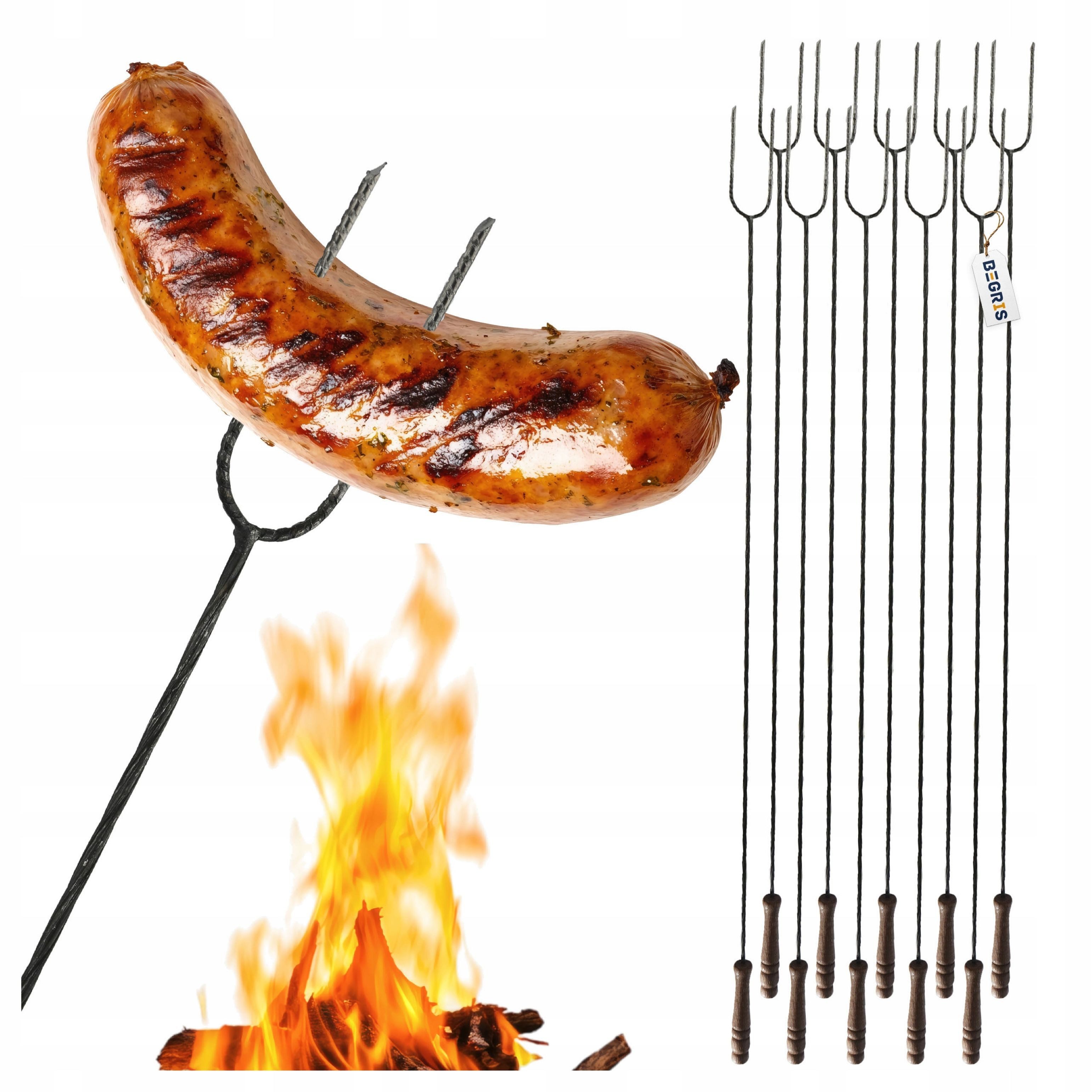 Festivalartikel Grillspieß 10x Grillspieße Lagerfeuer Spieße Wurstspieße Holzgriff 100 cm (1-St)