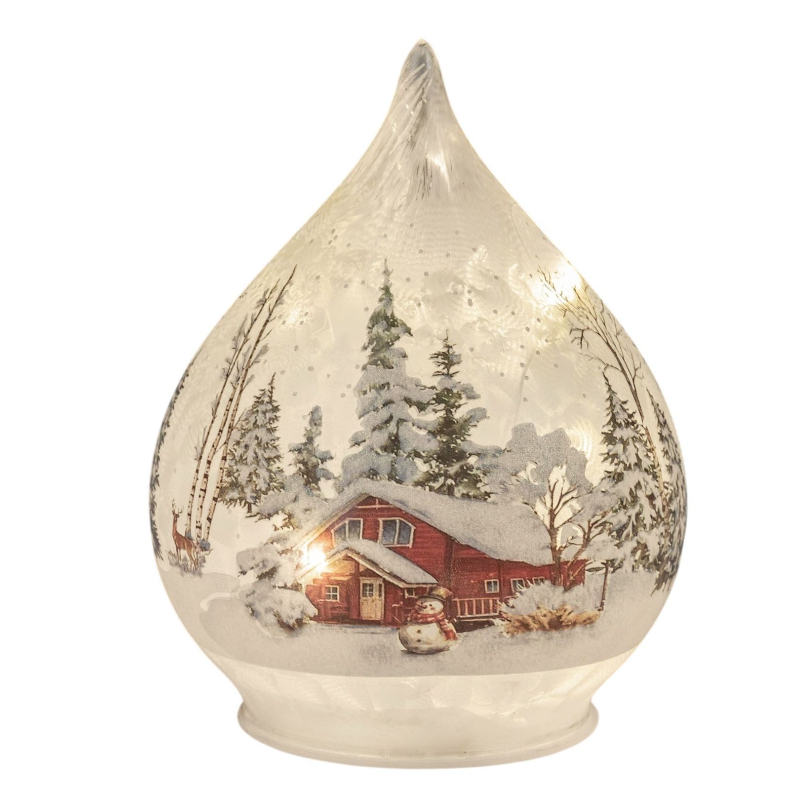formano LED Dekolicht LED Deko-Tropfen Winterhaus 16cm Glas Timer 6h/18h Weihnachtsdeko, LED fest integriert
