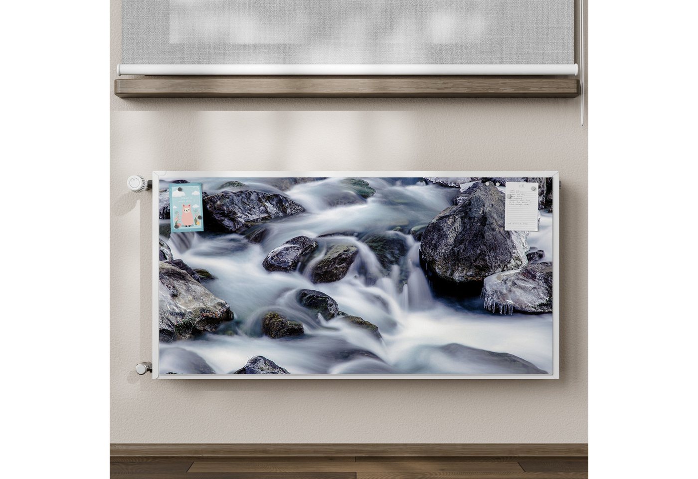 Thumbnail - DEQORI Magnetfolie 'Winterflusslauf', beschreibbar Heizung Magnetmatte magnetisch Magnetfolie