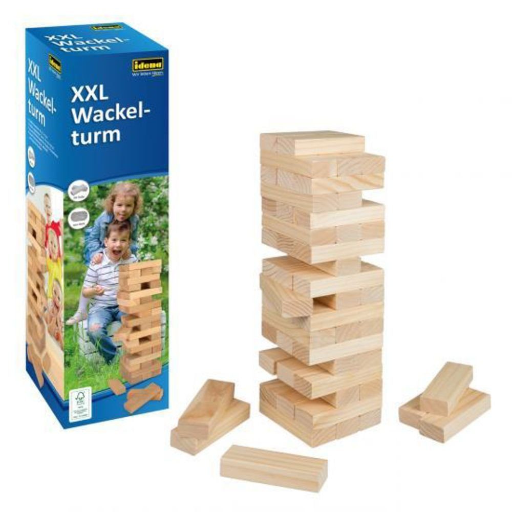 Idena Stapelspielzeug XXL Wackel-Turm, 54 Teile, aus Holz, Kinderspiel, Gesellschaftsspiel