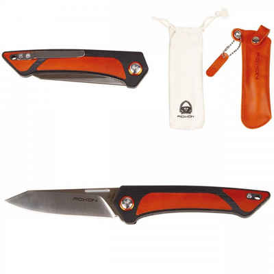 ROXON Taschenmesser Klappmesser, K2 Exquisite Leder, (Packung), G10 Griffschalen mit Ledereinlagen