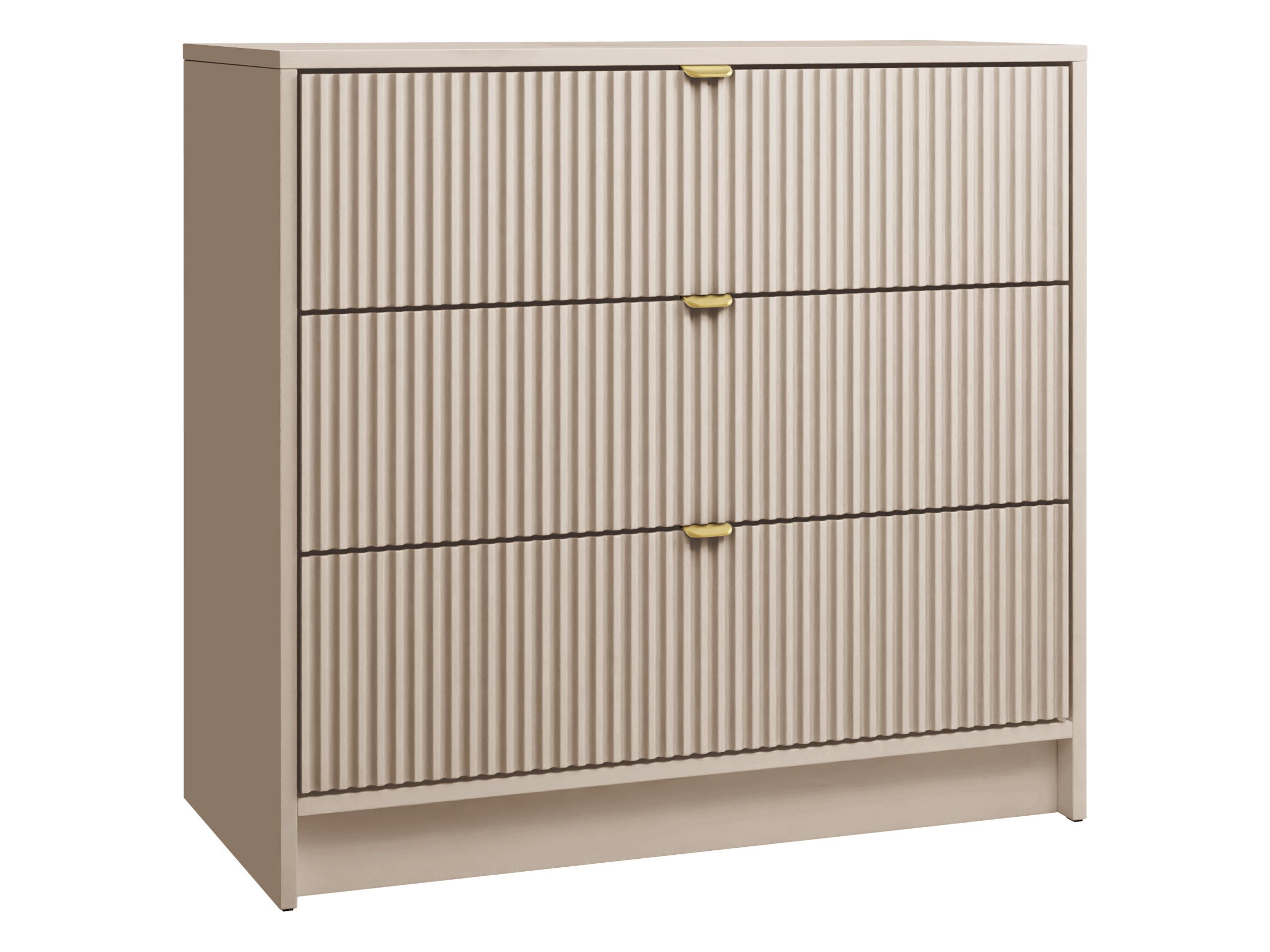 MIRJAN24 Kommode Tireno 3SZ (mit drei Schubladen), Aluminiumgriff in der Farbe Gold
