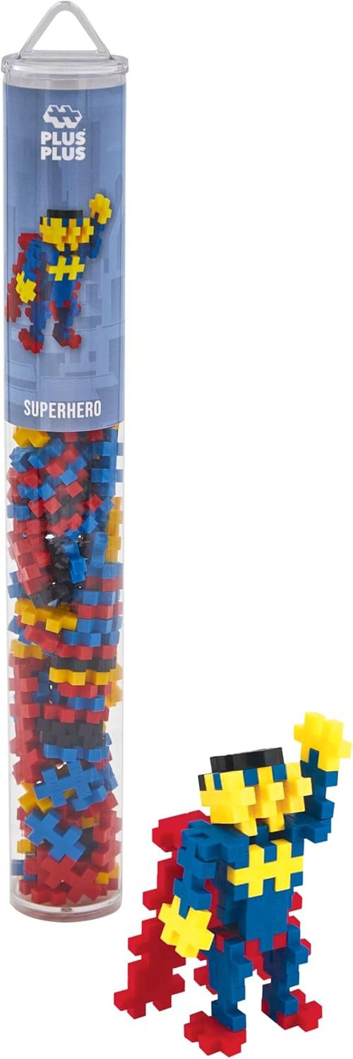 PLUS-PLUS Geniales Konstruktionsspielzeug, Superhero, Kreativ-Bausteine Tube Spielbausteine, (100 St)