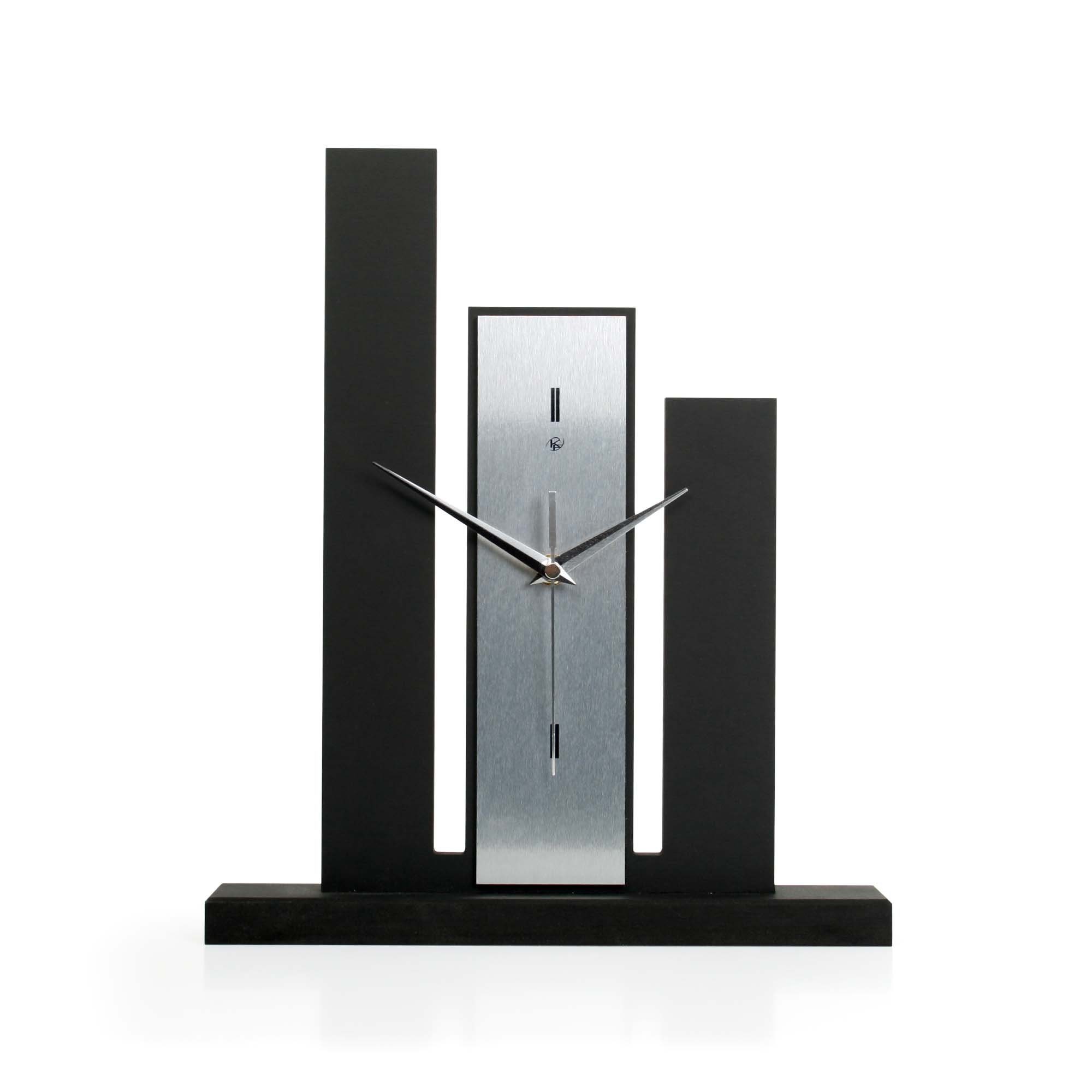 Holz, modernem Designer-Standuhr Metallic-Look Ticken Feder Tischuhr ohne in schwarze „Stairs“ Kreative Standuhr aus