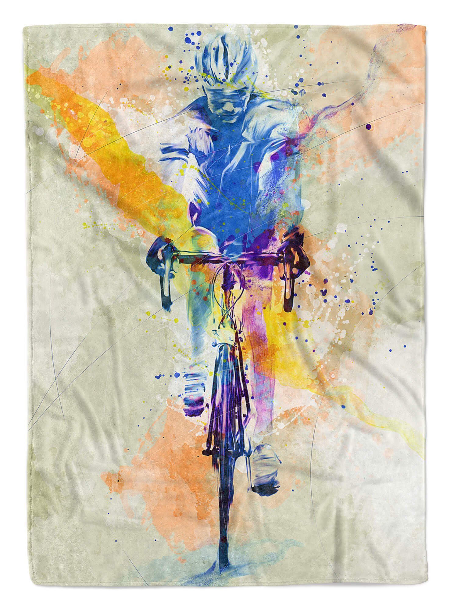 Handtücher SplashArt Sport Handtuch Strandhandtuch Saunatuch Kuscheldecke Kunstvoll Radsport VI Spor, Baumwolle-Polyester-Mix (1-St), Handtuch