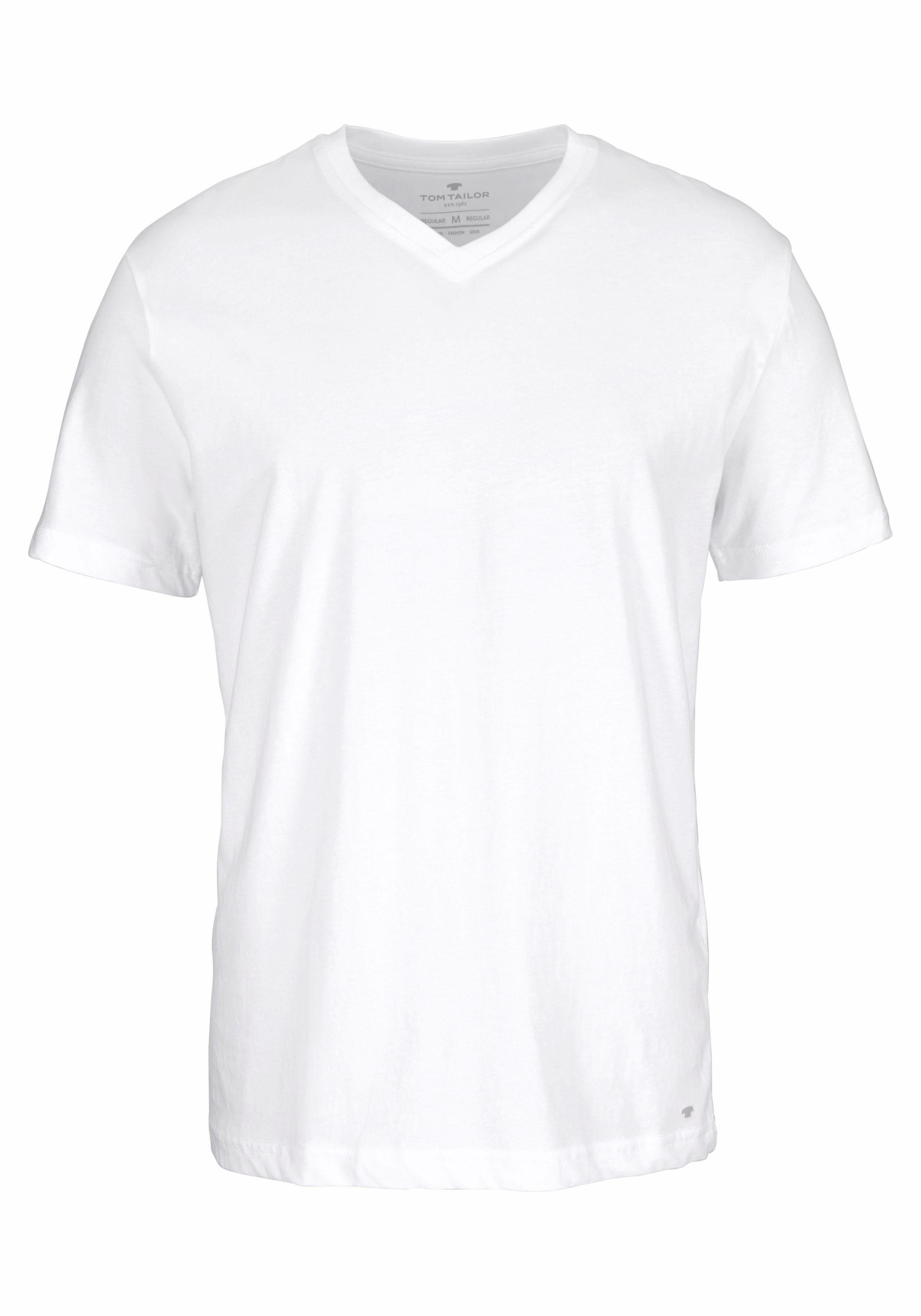 TOM T-Shirt mit TAILOR weiß V-Ausschnitt (2er-Pack)