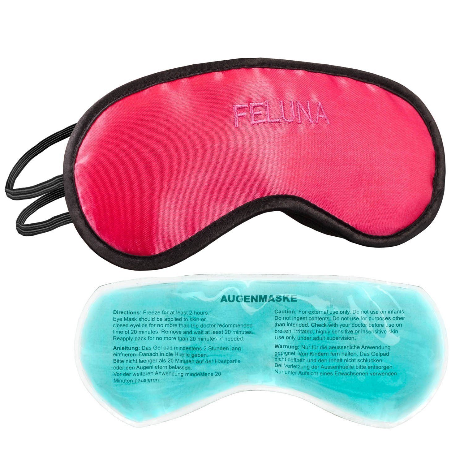 Feluna Schlafmaske FELUNA Schlafmaske mit Kühlkissen - Schlafmaske Satin Gelpad, Kühlpad Nachtmaske, Schlafbrille