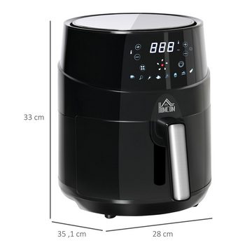 HOMCOM Heißluftfritteuse Heißluftfritteuse, 1500 W, 4.5 L 1500W mit 8 Menüs LED-Display Antihaftbeschichteter Korb