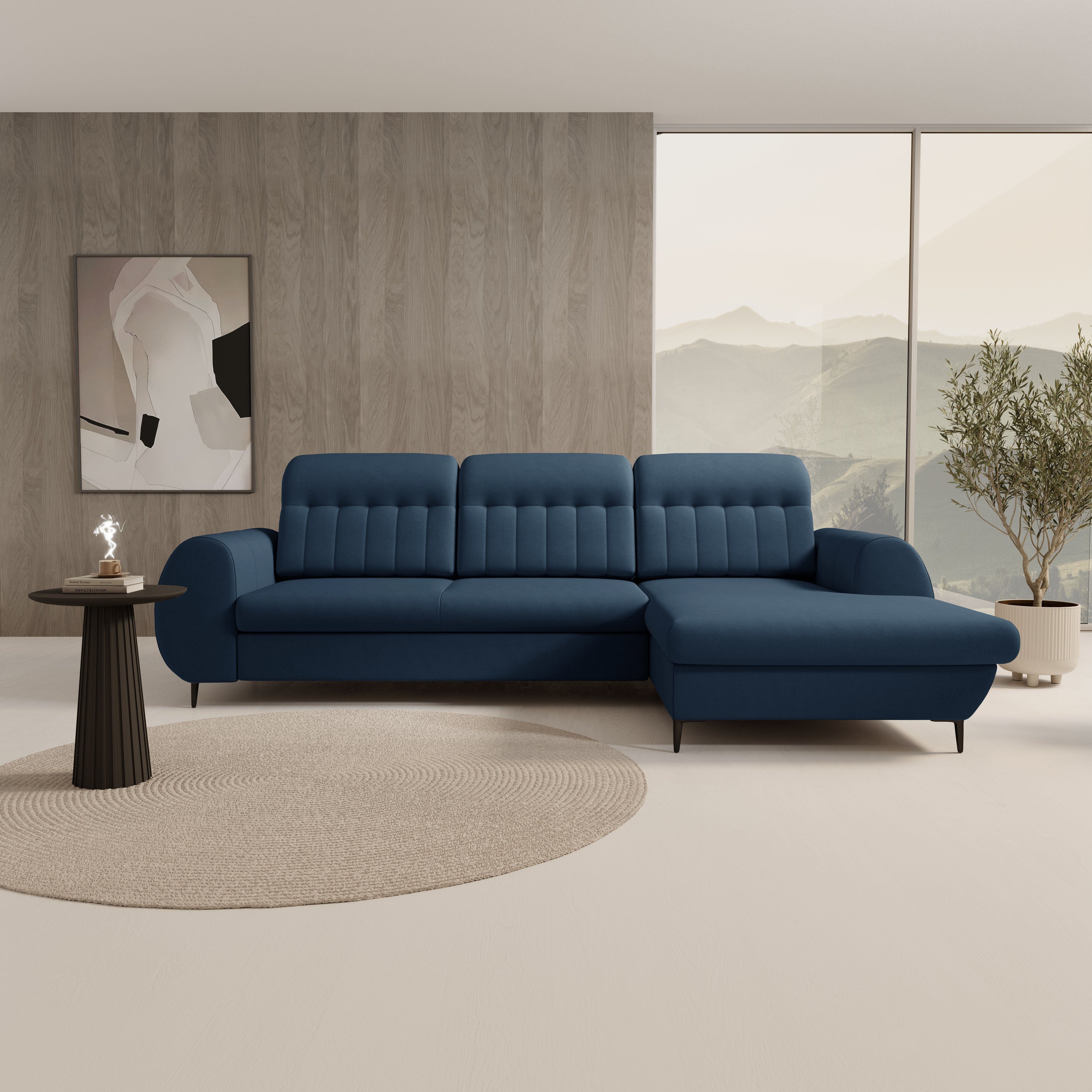 MOEBLO Ecksofa BEEMO, mit Schlaffunktion mit Bettkasten Eckcouch Wohnlandschaft Sofa mit Ottomane Eckgarnitur Polsterecke, (BxHxT):275x90x166 cm