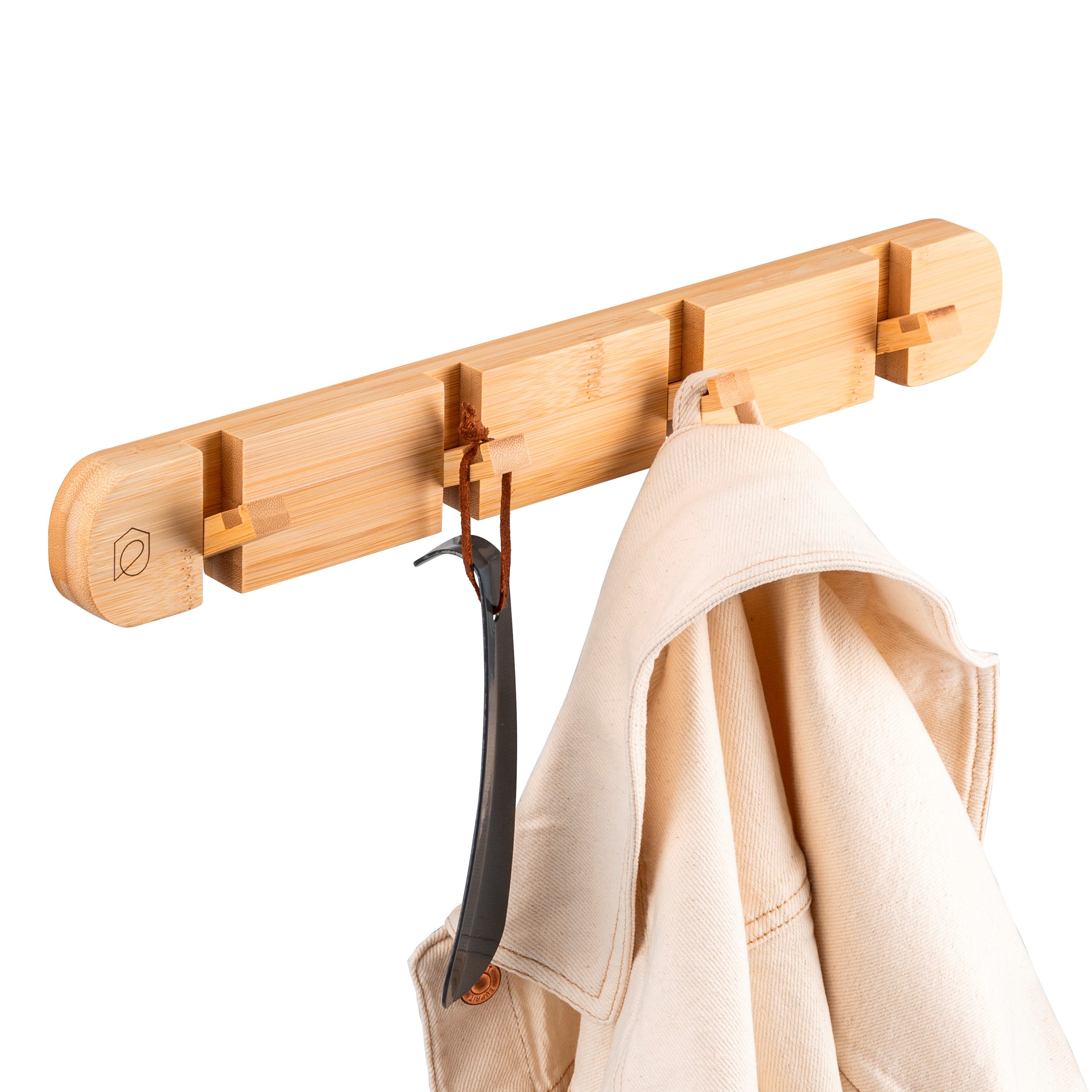 eluno Kleiderhaken Garderobenleiste mit 4 Haken aus Bambus günstig online kaufen