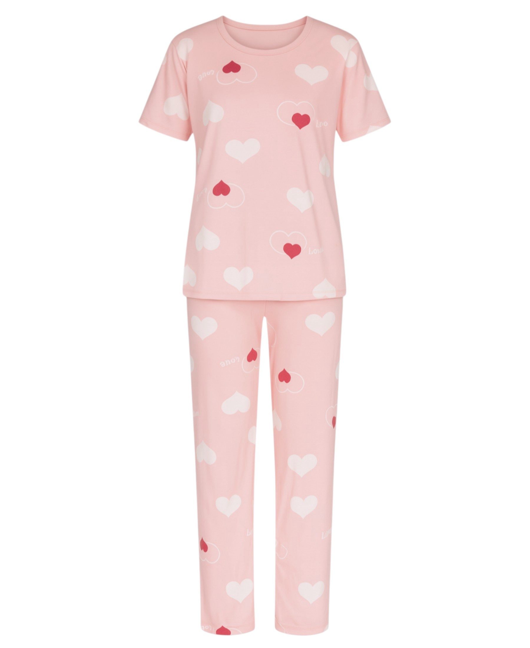 fashionshowcase Pyjama Damen Zweiteiler mit Herzmuster – Kurzarmshirt & Hos günstig online kaufen