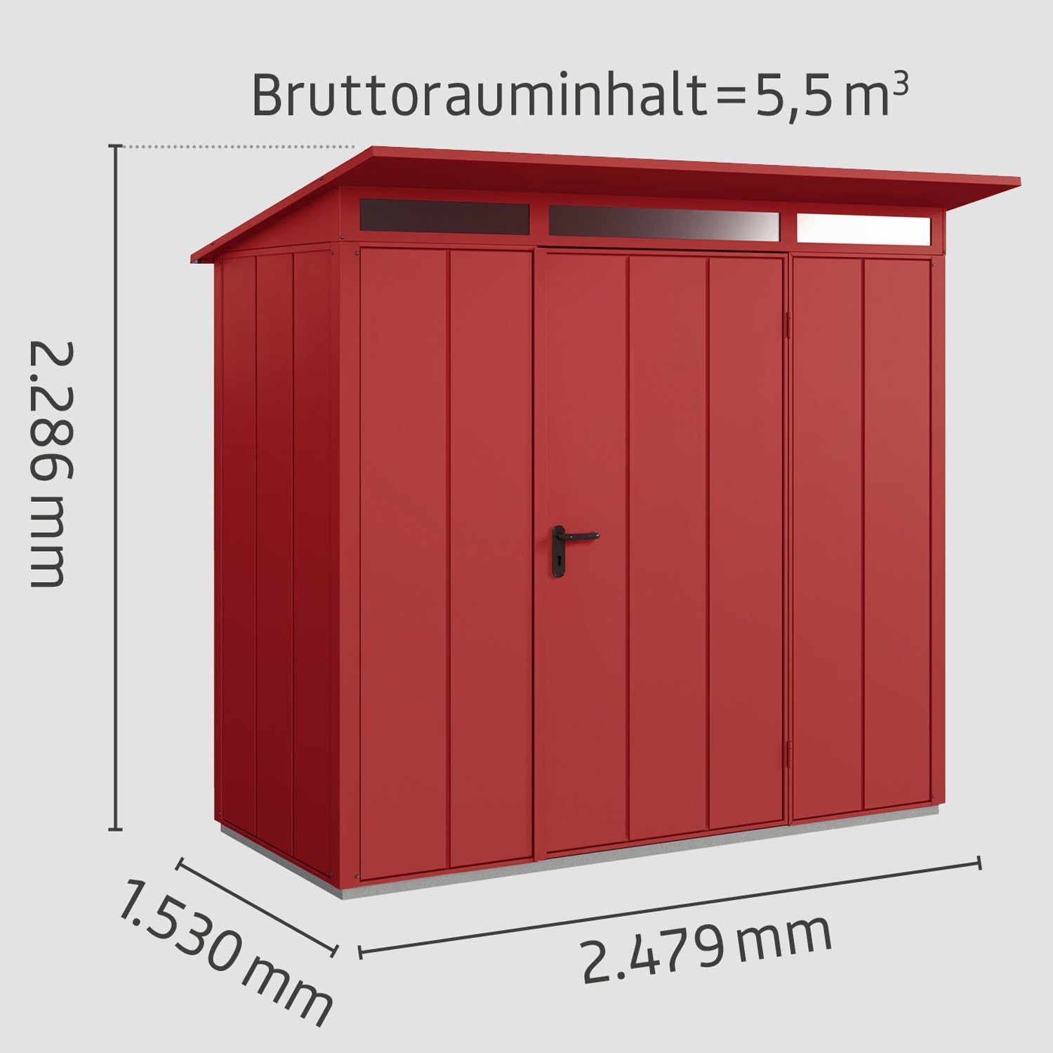 Hörmann Ecostar Gerätehaus Elegant mit Pultdach (248 x 153 cm), Metall