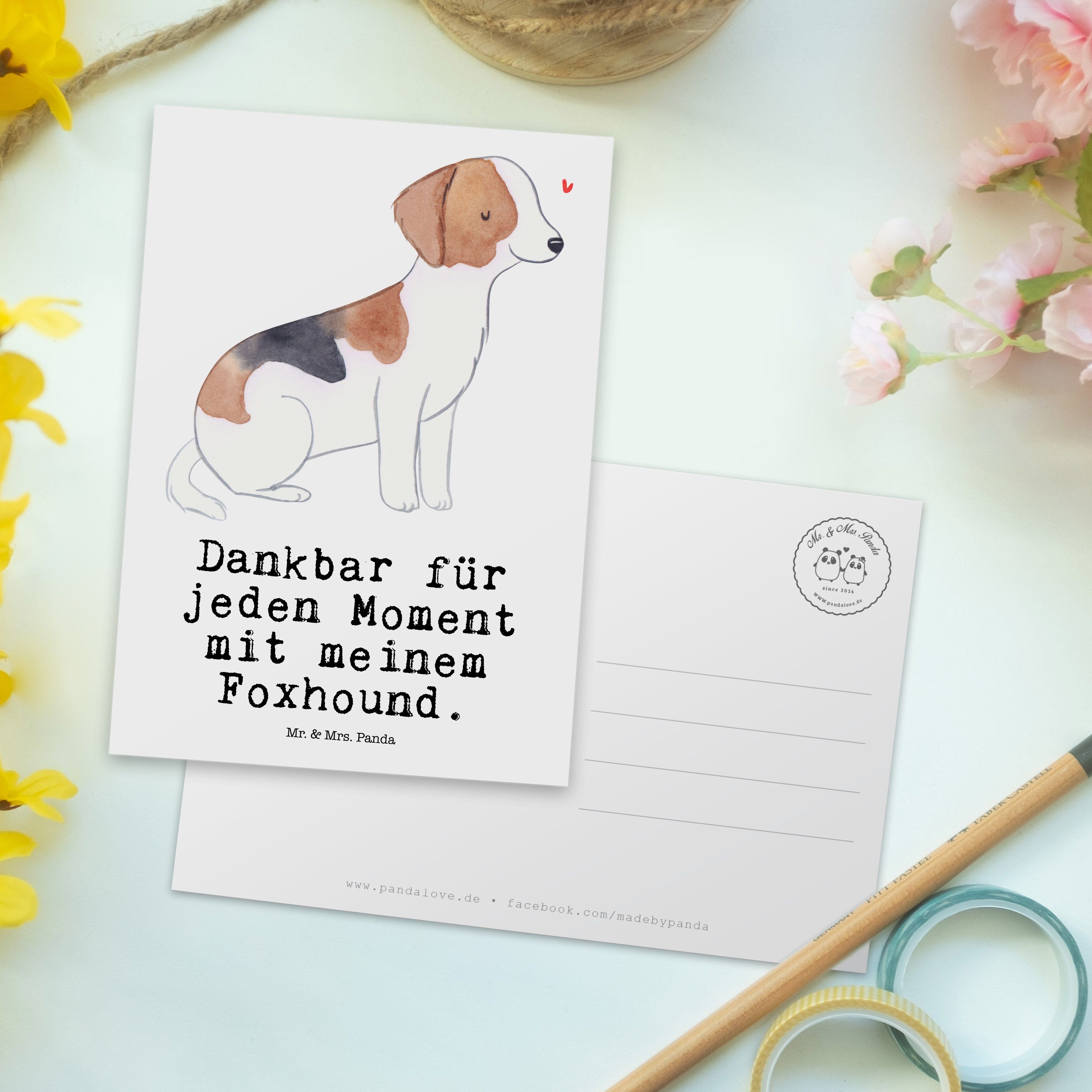 Mr. Geschenk, Moment Jagdhund, & - Hund, Foxhound Geschenkkarte, - Mrs. Weiß Panda Postkarte Kar