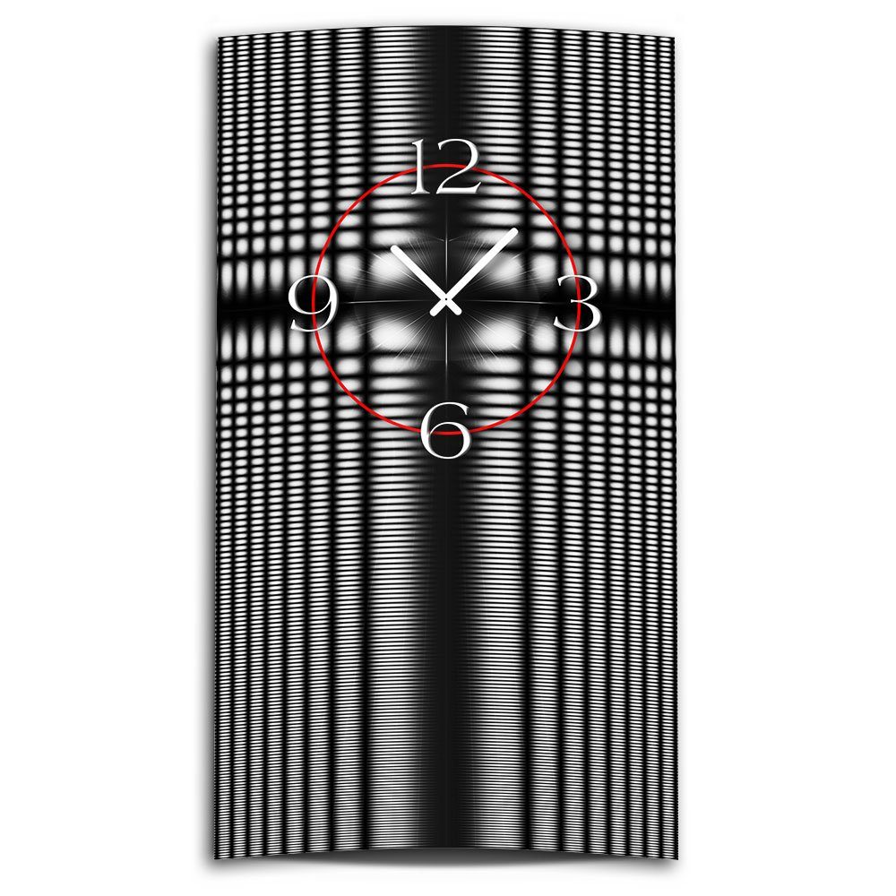 dixtime Wanduhr Abstrakt schwarz grau hochkant Designer Wanduhr modernes Wanduhren (Einzigartige 3D-Optik aus 4mm Alu-Dibond)