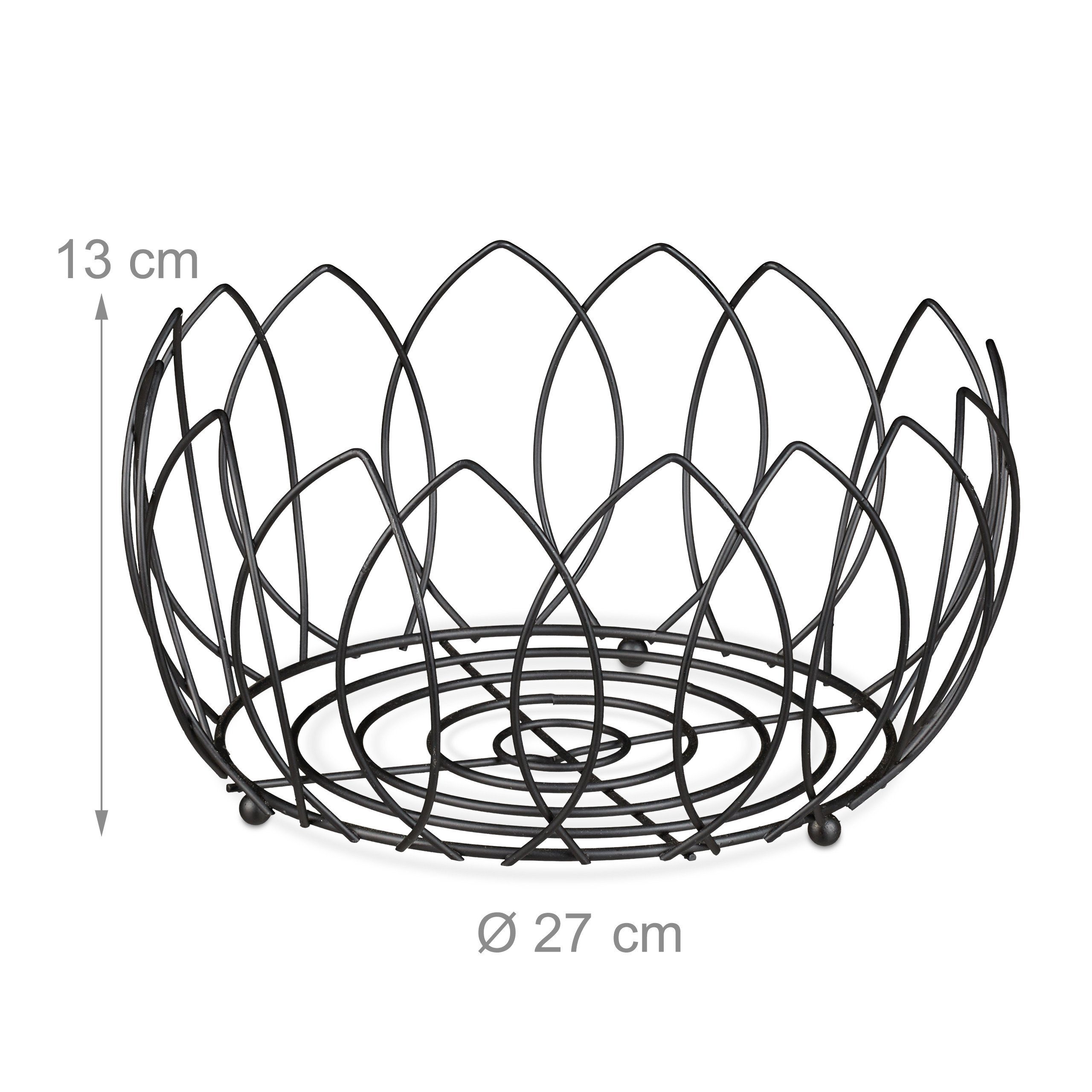 Obstkorb relaxdays aus schwarzem Obstschale Eisen Metall,