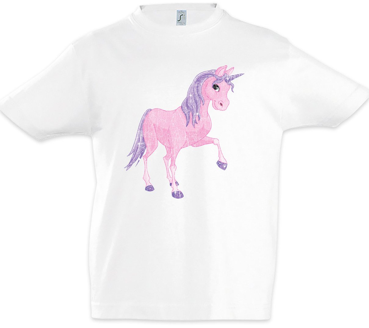 Print-Shirt Pink Unicorn Kinder T-Shirt Einhorn Einhörner Toon Cartoon Comic Look