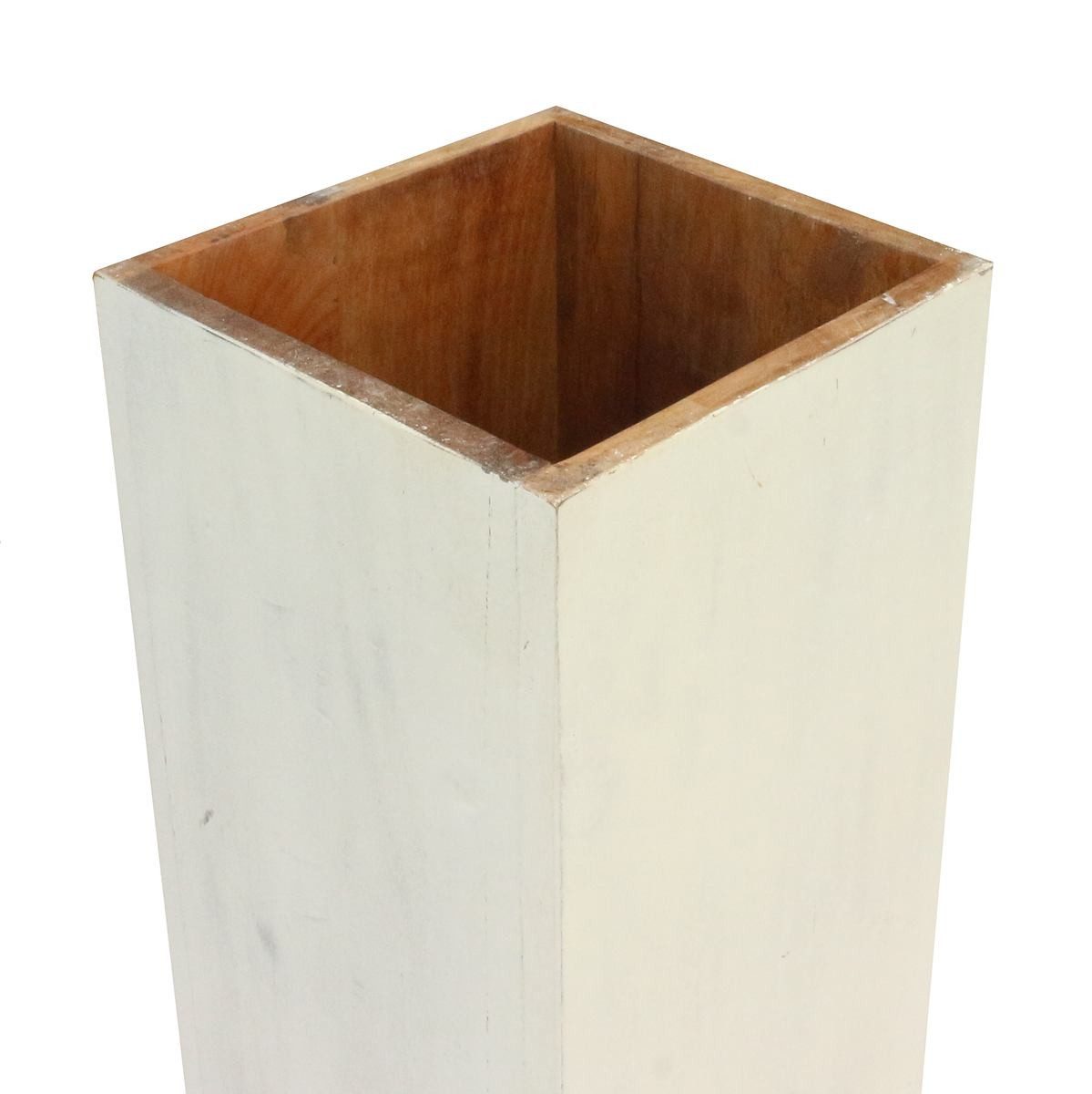 Oriental Galerie Blumenhocker Massive Holz Säule Viereckig Podest Lime-Weiß klein 65cm (1 St) – Bild 4 von 5
