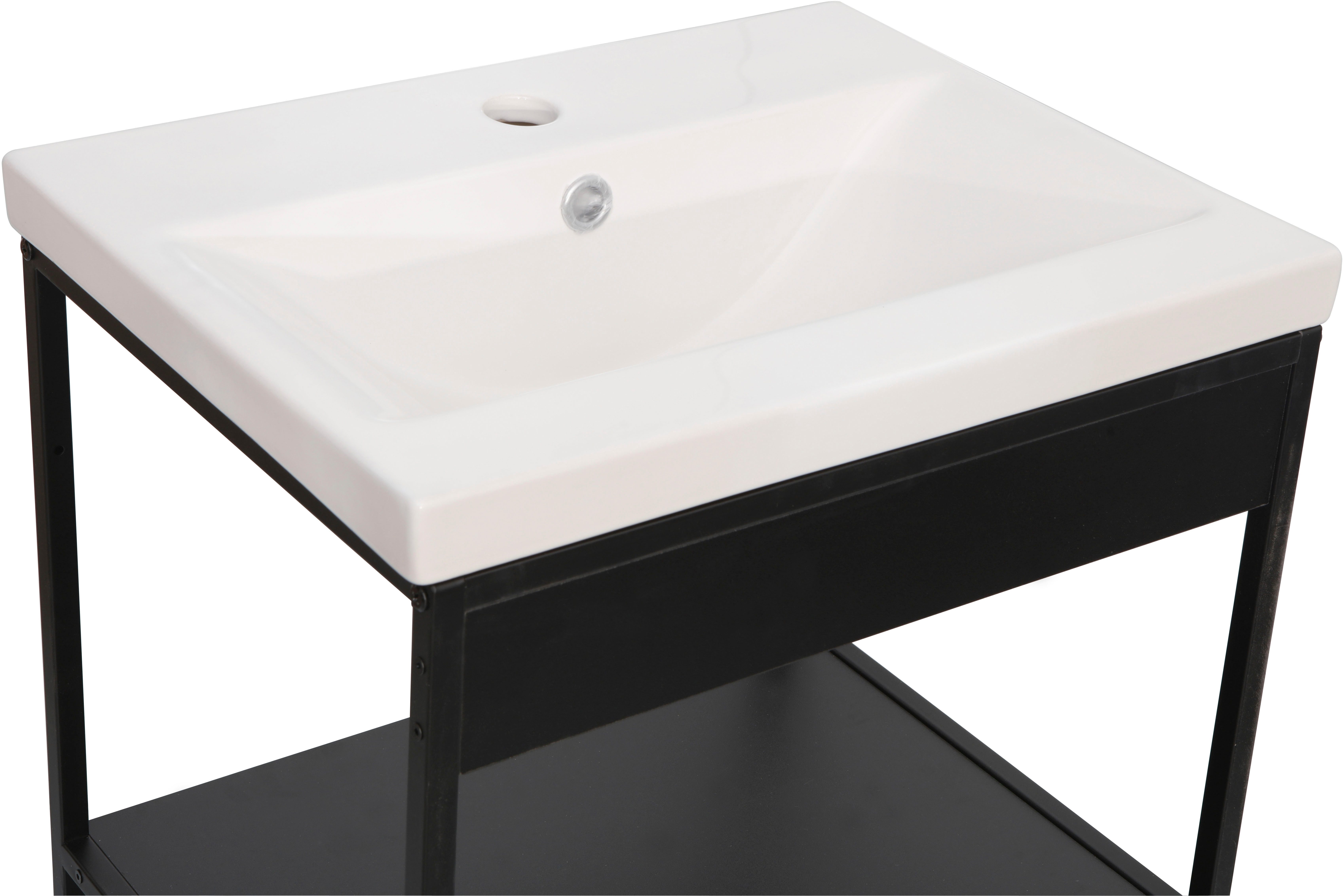 welltime Waschbecken Lodi (1-St), Rechteckiger Keramik-Einsatzwaschbecken in Weiß - (B/T/H) 52/40/18 cm