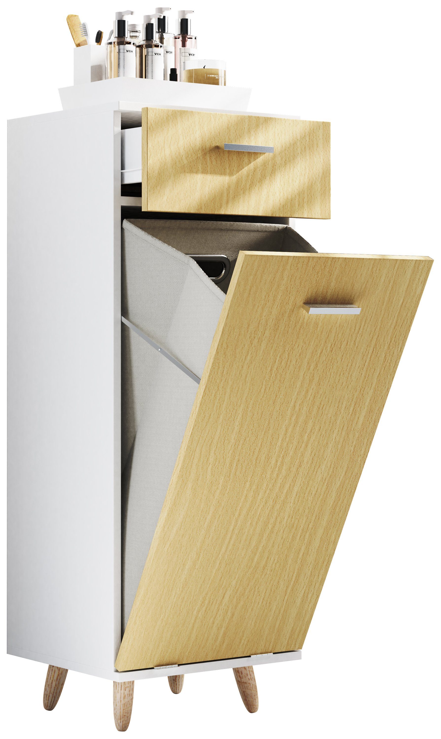 VCM Hochschrank Landos B. 40 x T. 35 x H. 107 cm 1 Tür, 1 Fach, Stauraum im Bad, für Handtücher und Pflegeprodukte