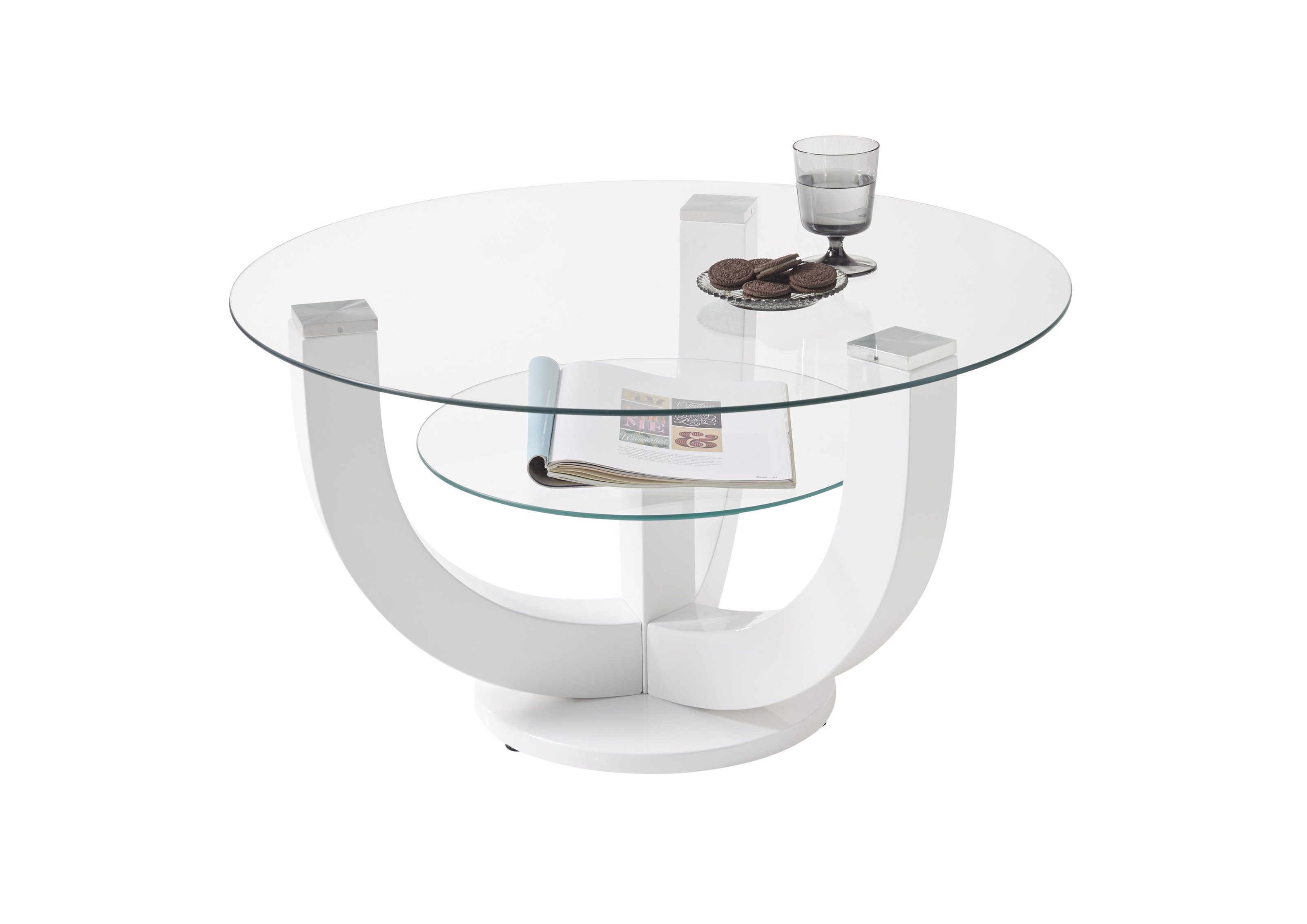 möbelando Couchtisch Denver (B/H/T: 80x40x80 cm), aus MDF, Glas in weiß, Gl günstig online kaufen