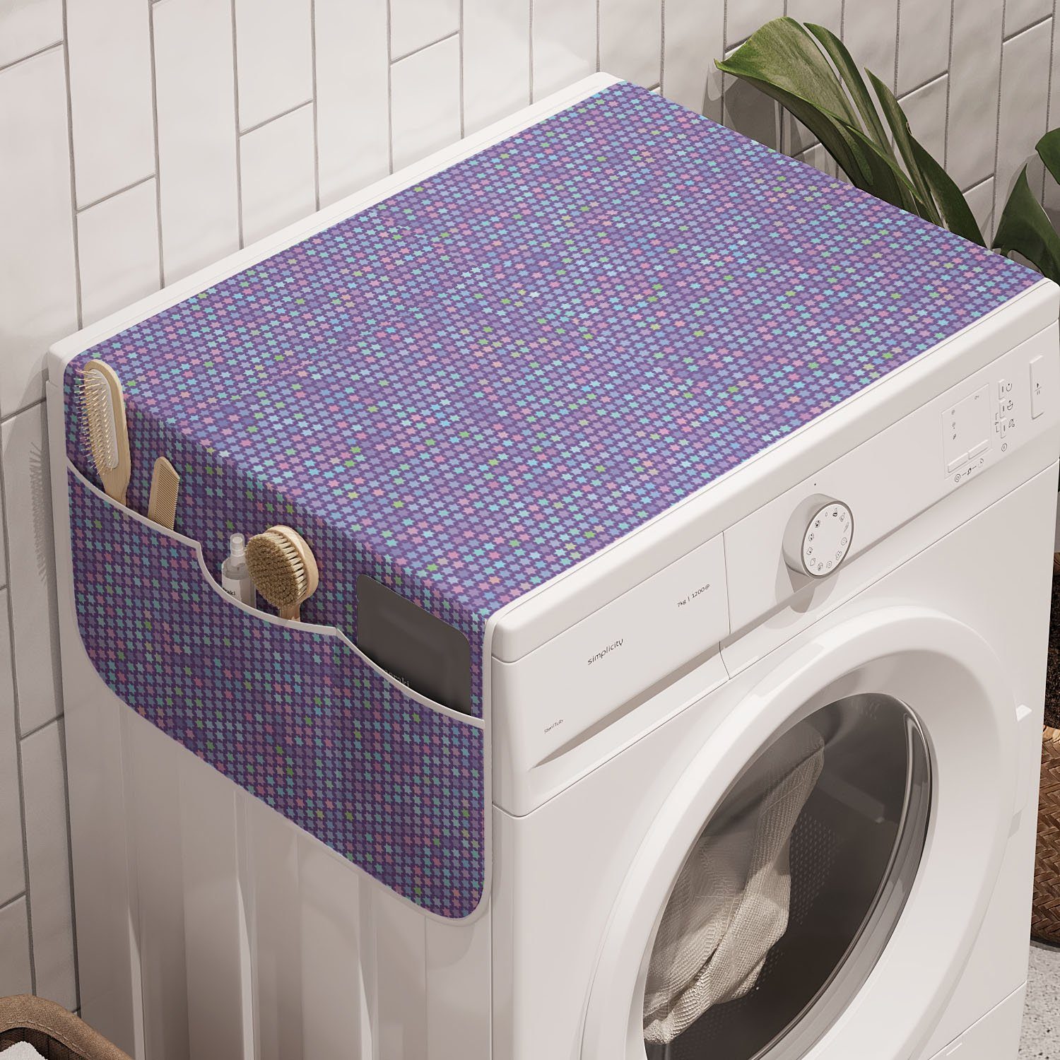 Kindisch und Trockner, Badorganizer Abakuhaus Waschmaschine für Pastell Stars Anti-Rutsch-Stoffabdeckung Kunst Little