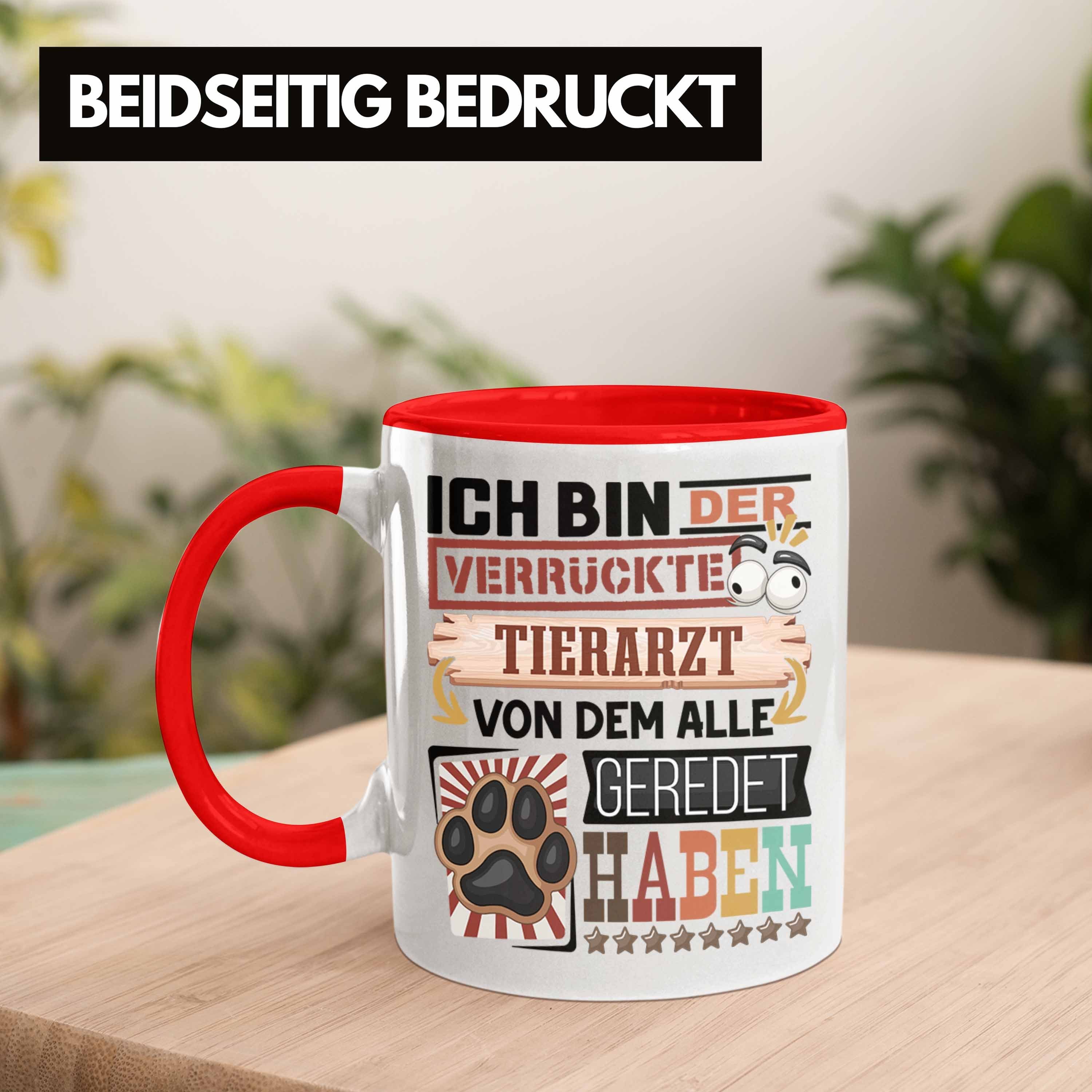 Trendation Tasse Rot Tasse für Geburt Tierarzt Geschenkidee Geschenk Tierarzt Lustig Spruch