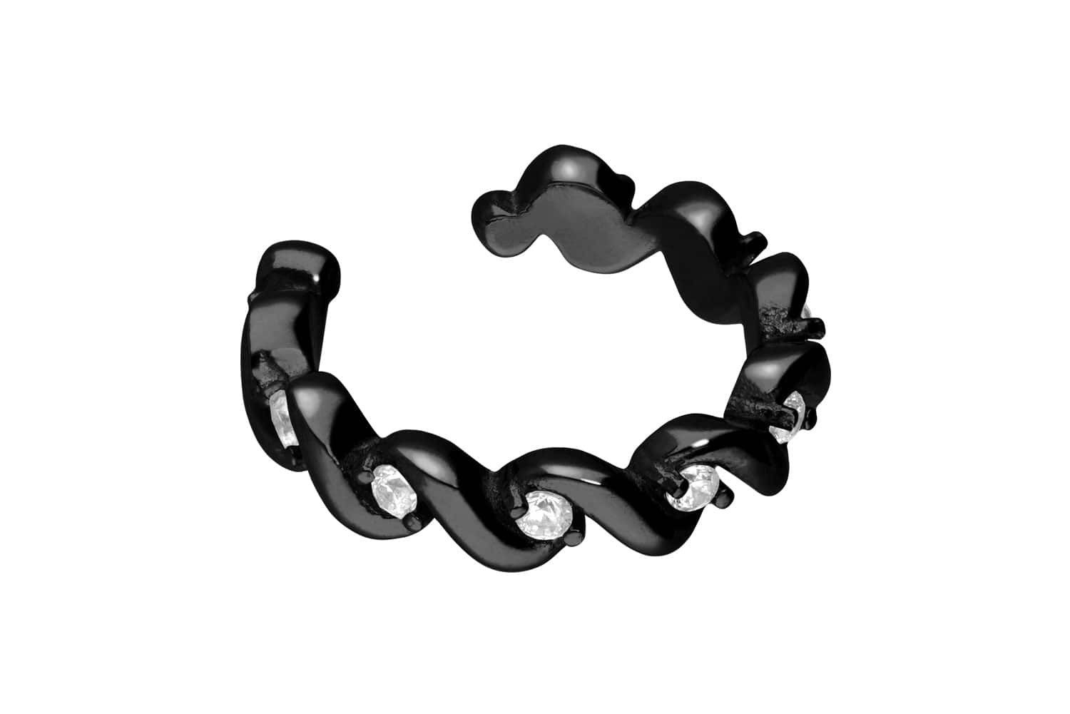 PIERCINGLINE Fake-Spirale Chirurgenstahl Fake Ohrring GEFLOCHTEN + EINGEFASSTE KRISTALLE (Fake Piercing-Ringe, 1-tlg)