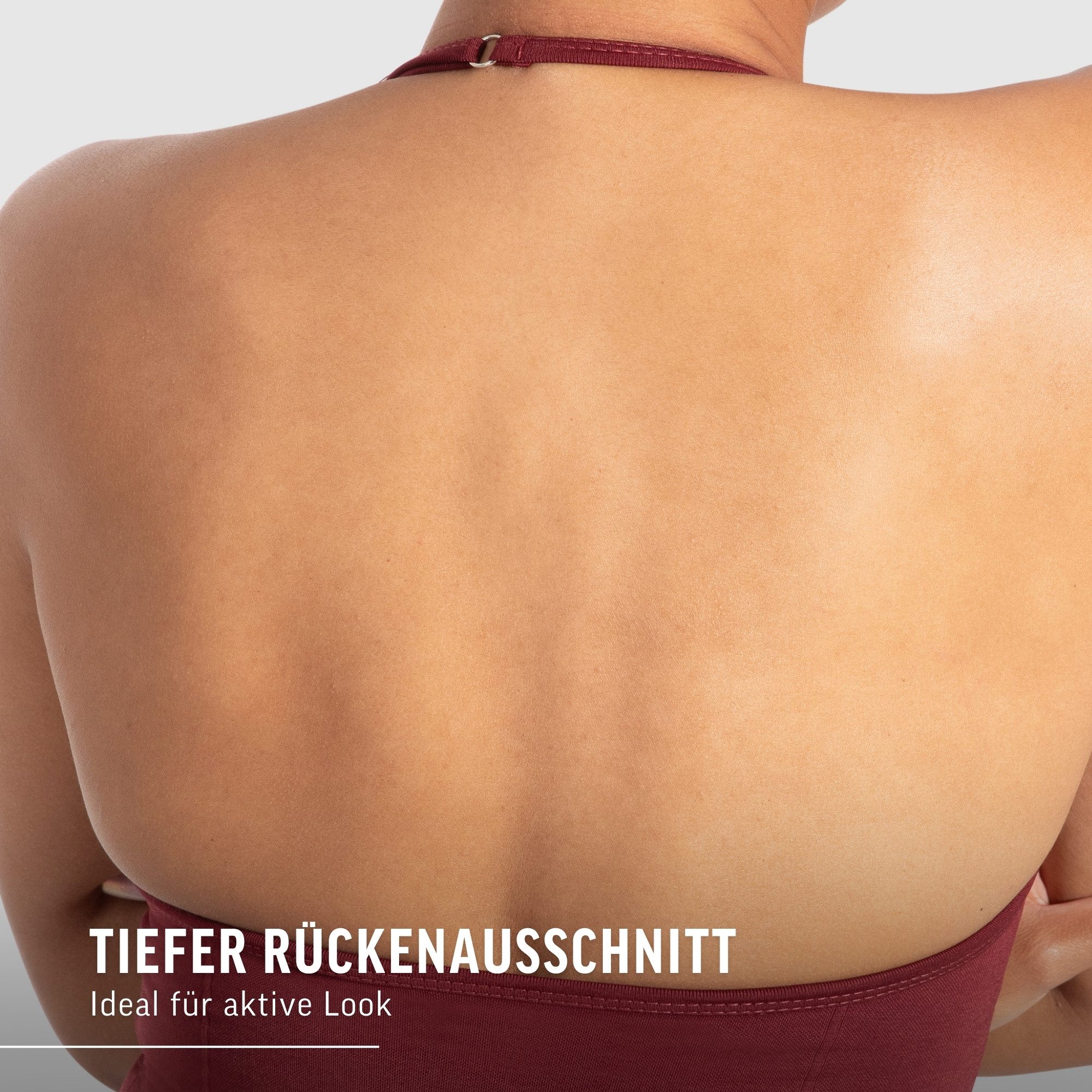 Smilodox Tanktop Malena, Crop Neckholder Sporttop, Ringdetails, Rückenfrei Tanktop nahtlos figurbetont, Sport Freizeit Yoga stylische Looks