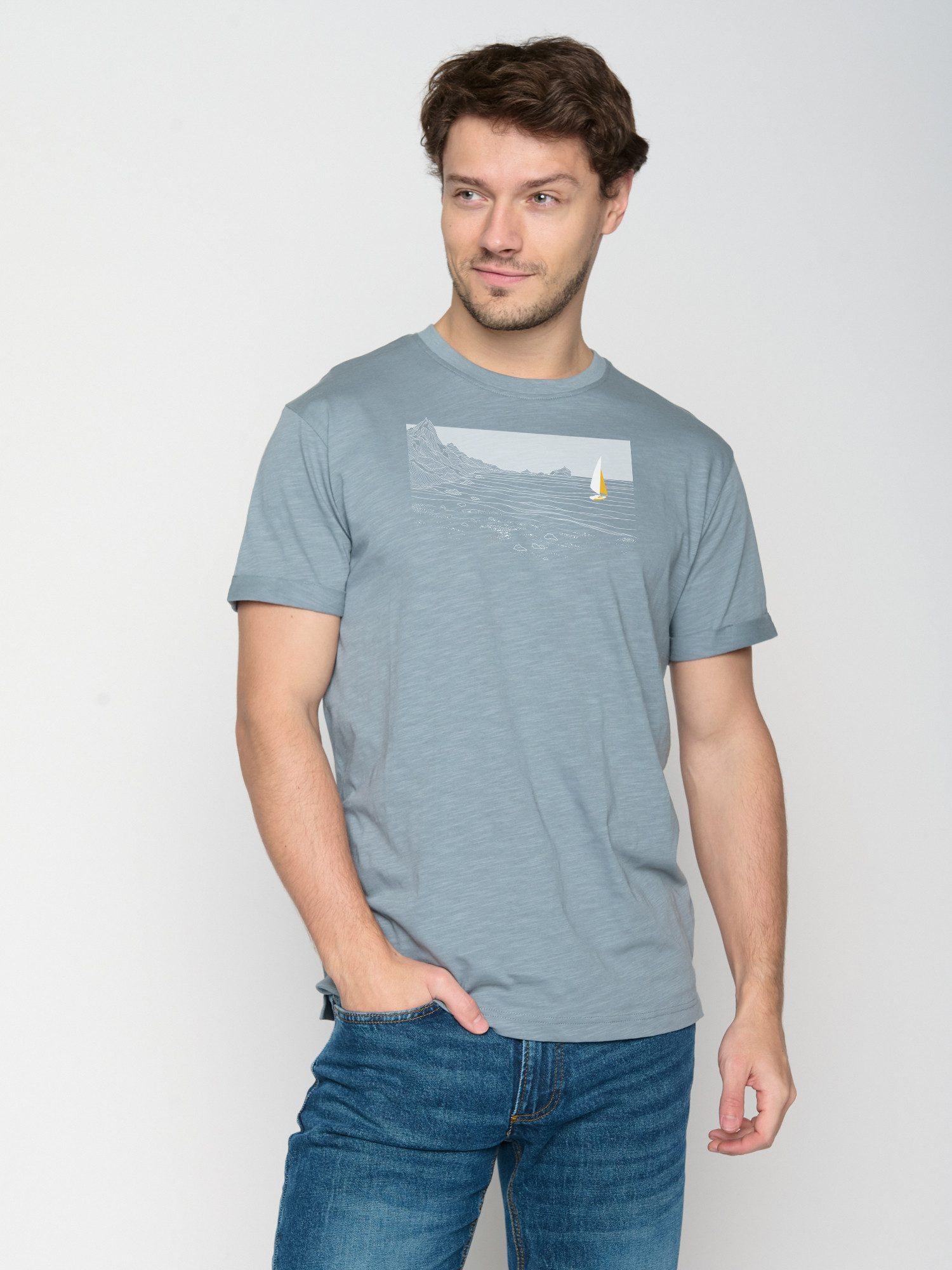 GreenBomb T-Shirt Roll Nature Cliffsail Motiv Berge (1-tlg., 1) Rundhalsausschnitt, Bio-Baumwolle, GOTS Zertifiziert