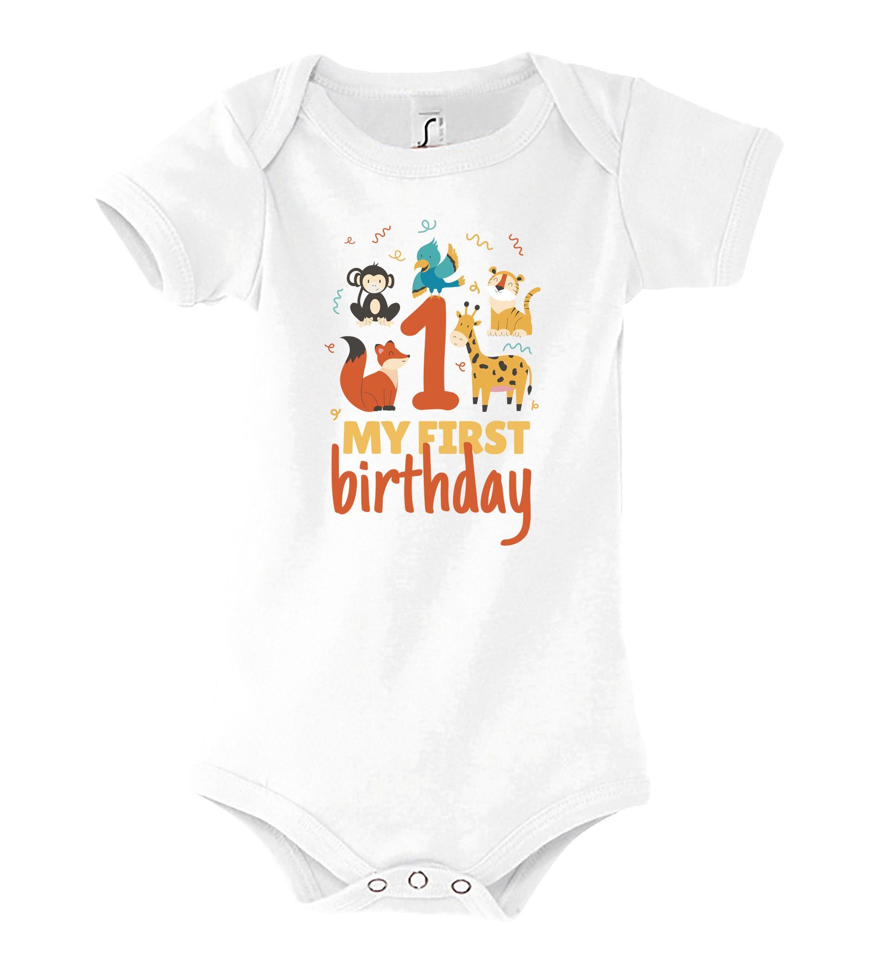 Youth Designz Kurzarmbody My First Birthday Baby Body für Jungen & Mädchen mit trendigem Frontprint