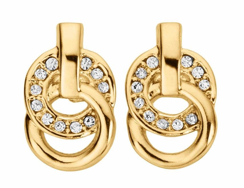 Firetti Quarzuhr, (Set, 4-tlg., inkl. Ohrstecker und Kette mit Anhänger), Armbanduhr, Damenuhr, Glassteine, ideal auch als Geschenk