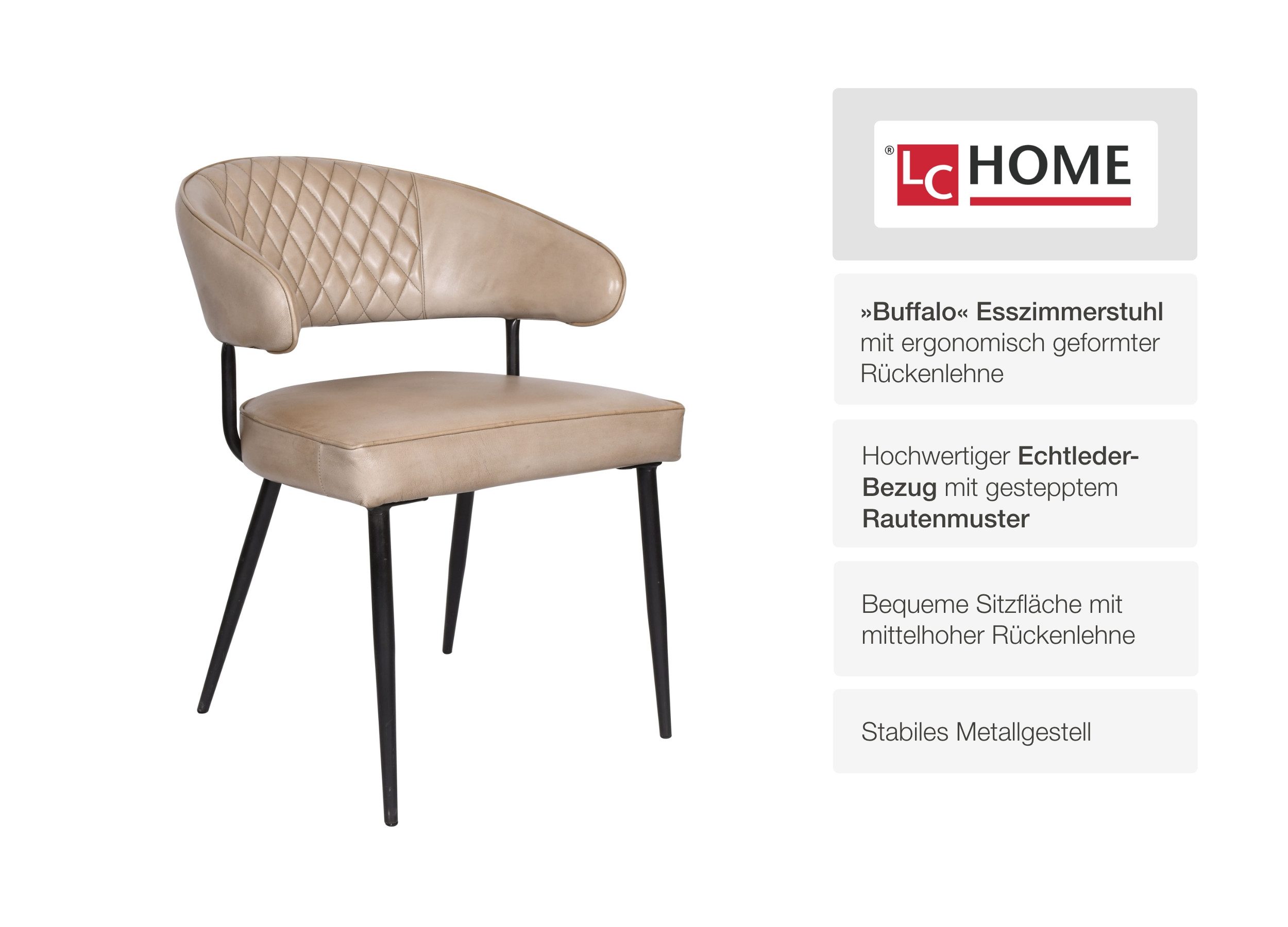 LC Home Esszimmerstuhl »Buffalo« Braun Leder Industrial Retrostuhl