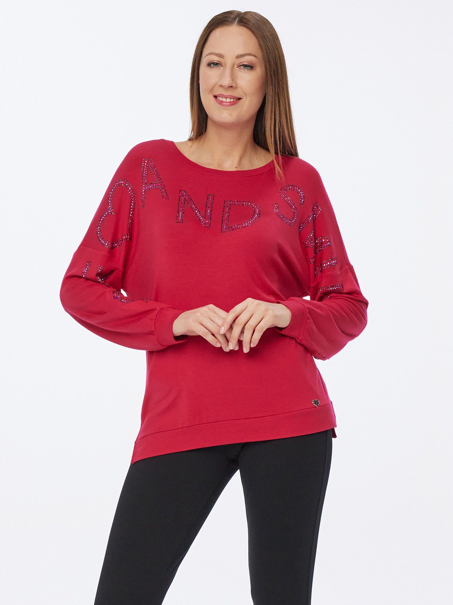 MONACO blue WEEKEND Langarmshirt Longsleeve figurumspielend mit "Love and Smile"-Aufdruck