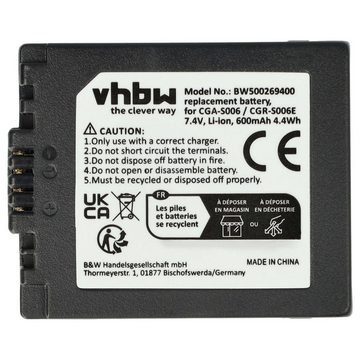 vhbw kompatibel mit Panasonic Lumix DMC-FZ18, DMC-FZ30, DMC-FZ28, DMC-FZ7, Kamera-Akku Li-Ion 600 mAh (7,2 V)