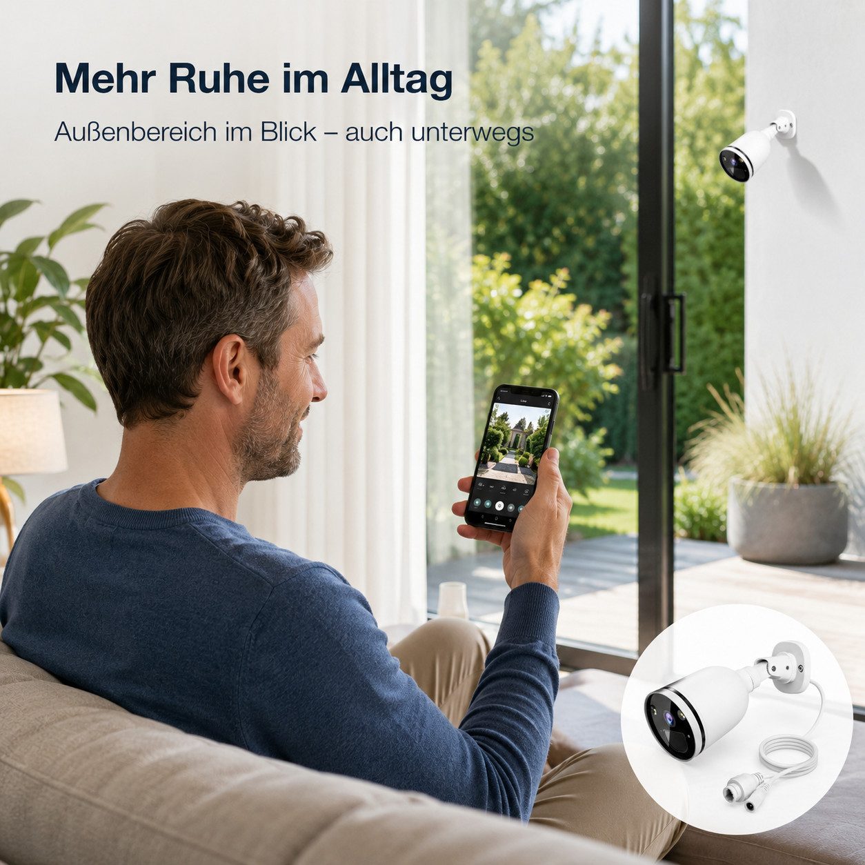 Winees Überwachungskamera (Außenbereich, Intelligente Erkennung, Nachtsicht und Einfache Installation, 1-tlg., 2.4/5GHz 4MP 2K WLAN, mit Spotlight)