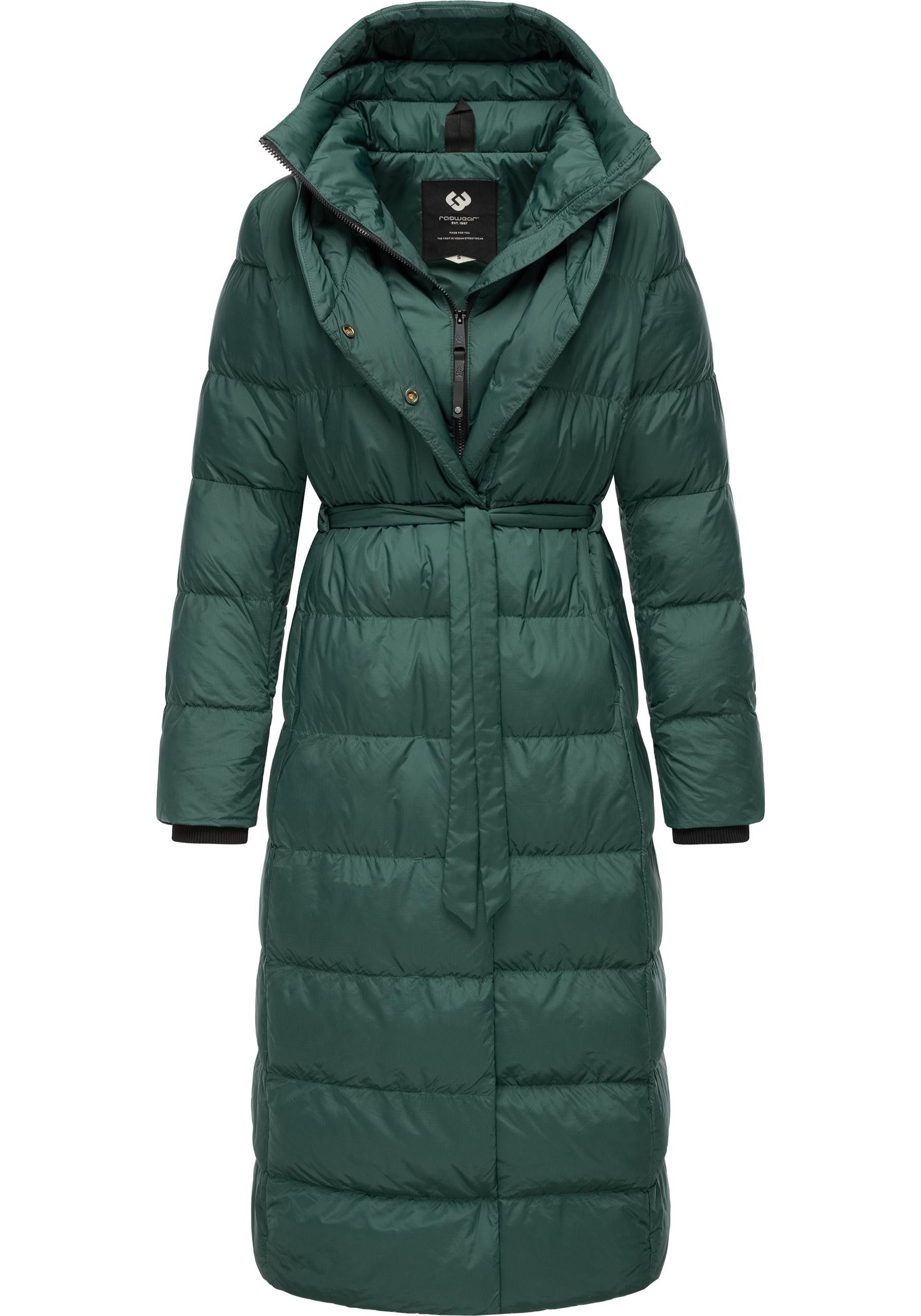 Ragwear Steppmantel Niara Long Gesteppter langer Damen Mantel mit Bindeband