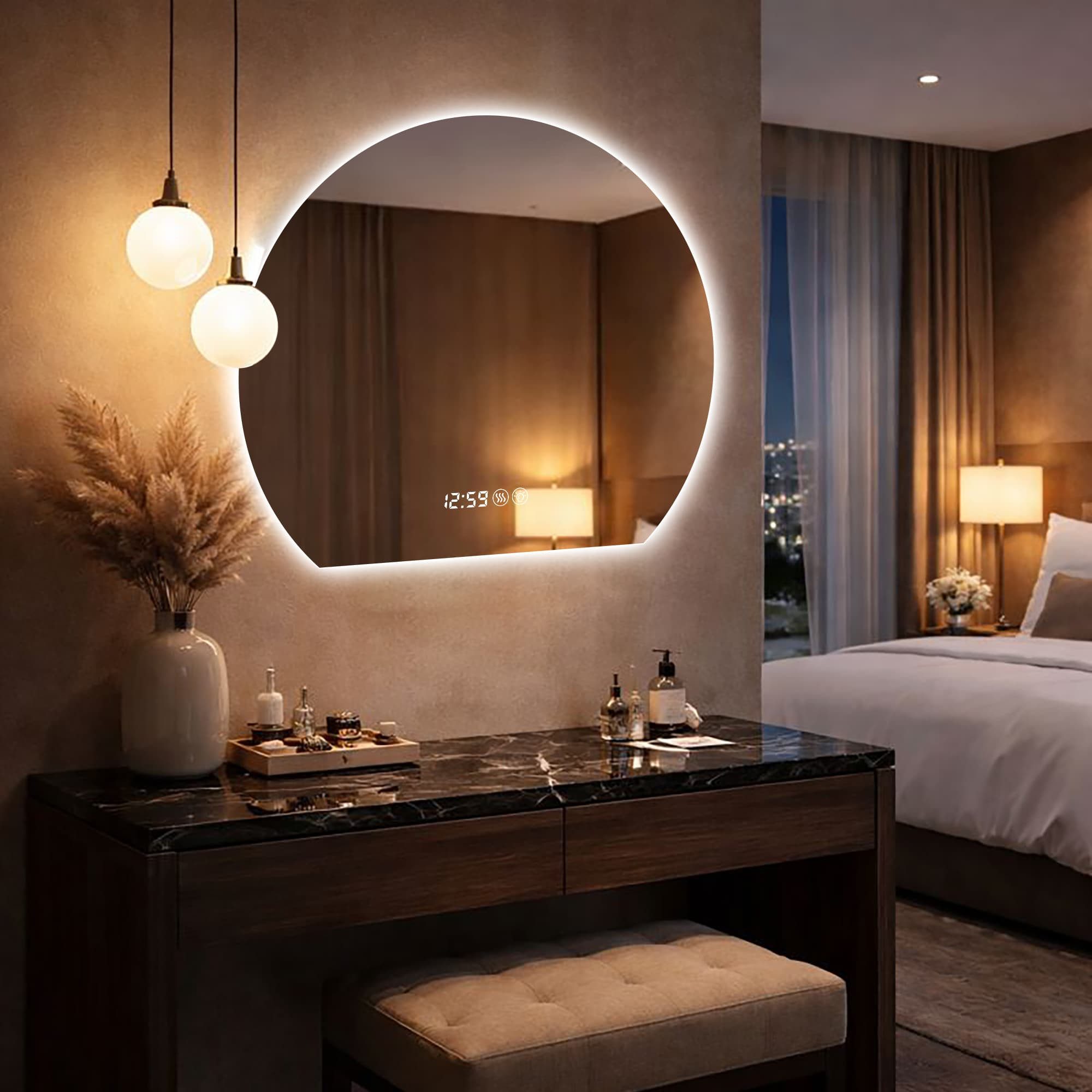 ANYSUN Spiegel Runder LED Wandspiegel 80 cm mit Touch, Anti-Beschlag (LED Wandspiegel), immbarer Beleuchtung & moderner Lichtsteuerung,Badezimmer