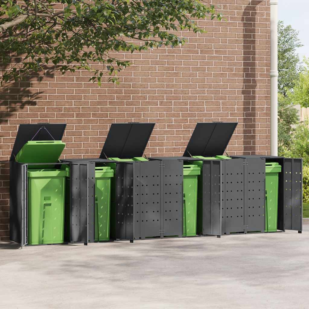 vidaXL Mülltonnenbox Mülltonnenbox für 6 Tonnen Anthrazit 414x79x117 cm Stahl
