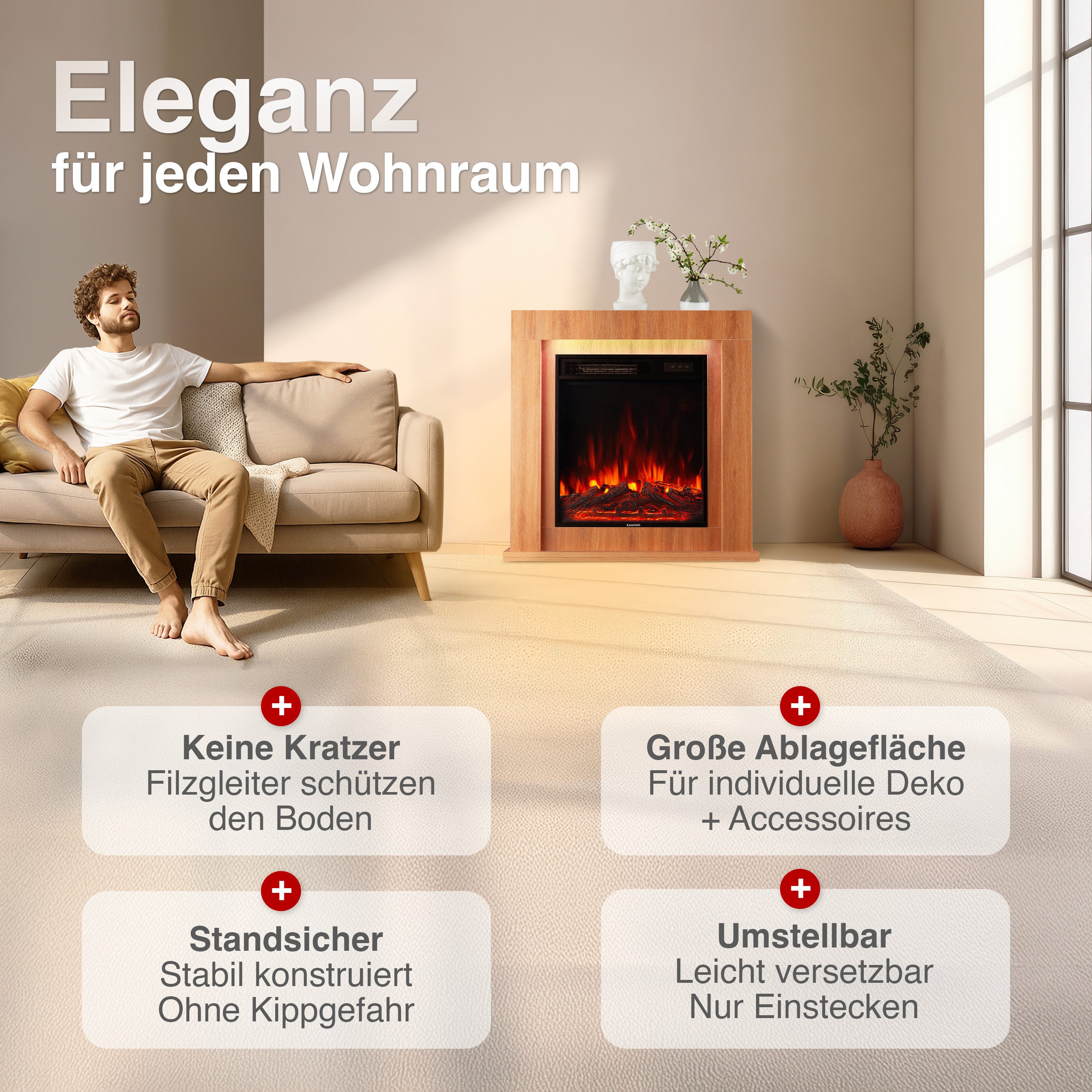 KAMINIO Elektrokamin MATTI, Elektrischer Kamin mit 3D-Flammeneffekt, Ambien günstig online kaufen
