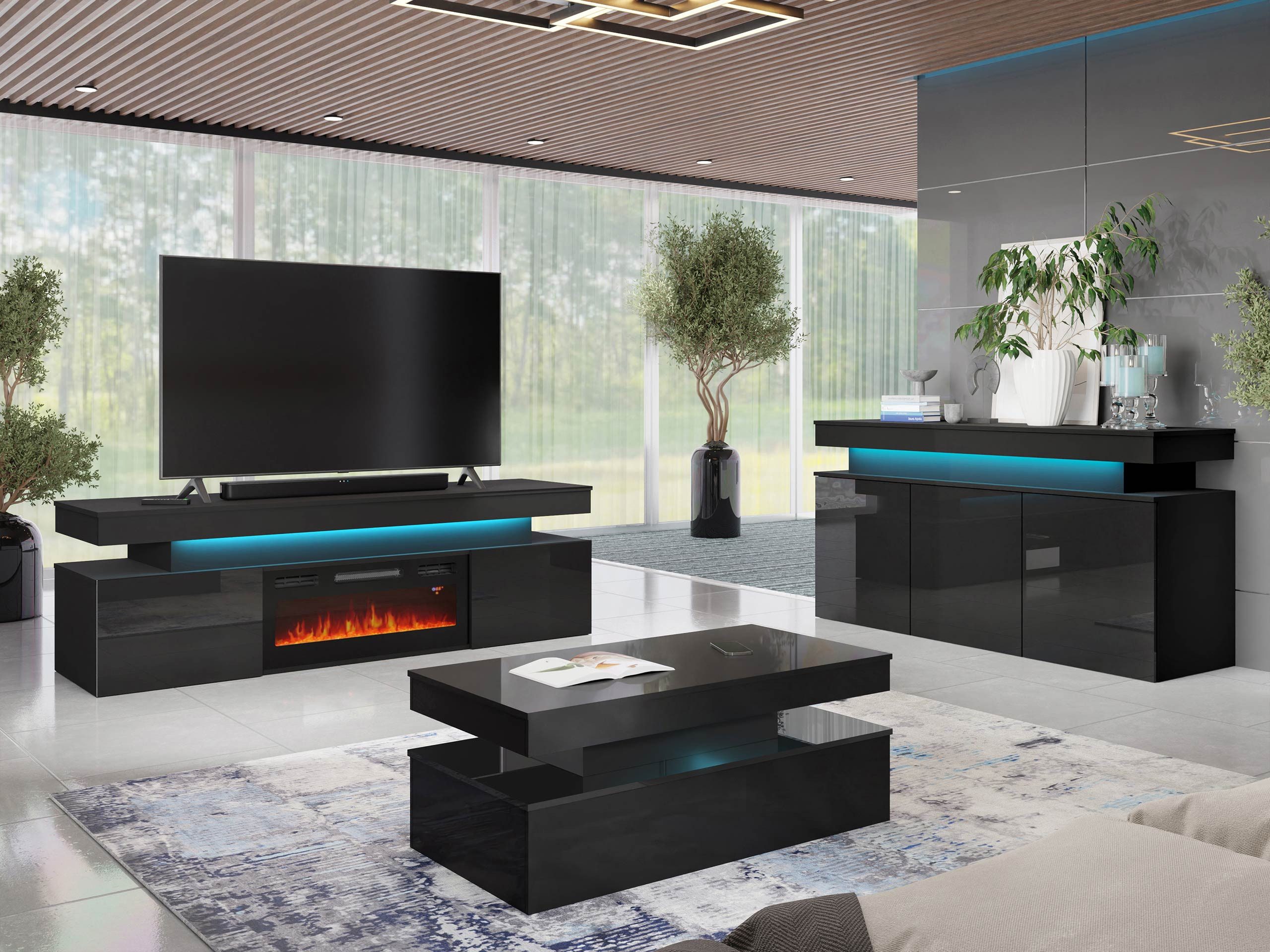 MIRJAN24 Wohnzimmer-Set Glossa II, (3er-Set, Kommode, günstig online kaufen