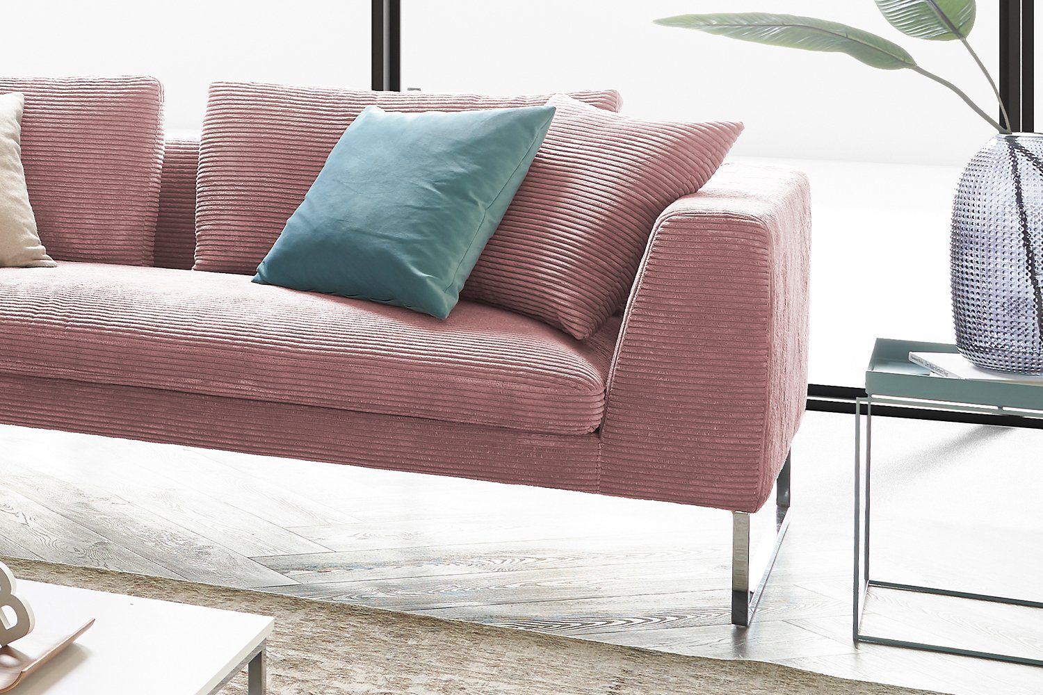 KAWOLA Sofa ARIAN, 2,5-Sitzer Cord 3-Sitzer versch. od. Farben rosa