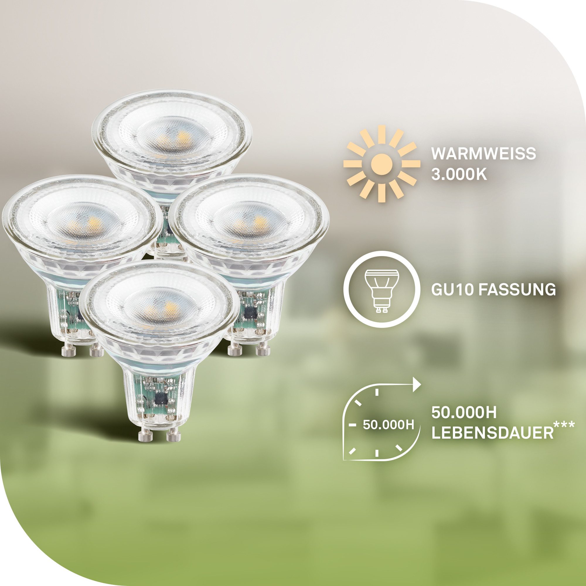 Briloner Leuchten LED-Leuchtmittel BULB A, GU10, 4 St., Warmweiß, GU10, 3.000K, Wohnzimmer, Schlafzimmer – Bild 2 von 5