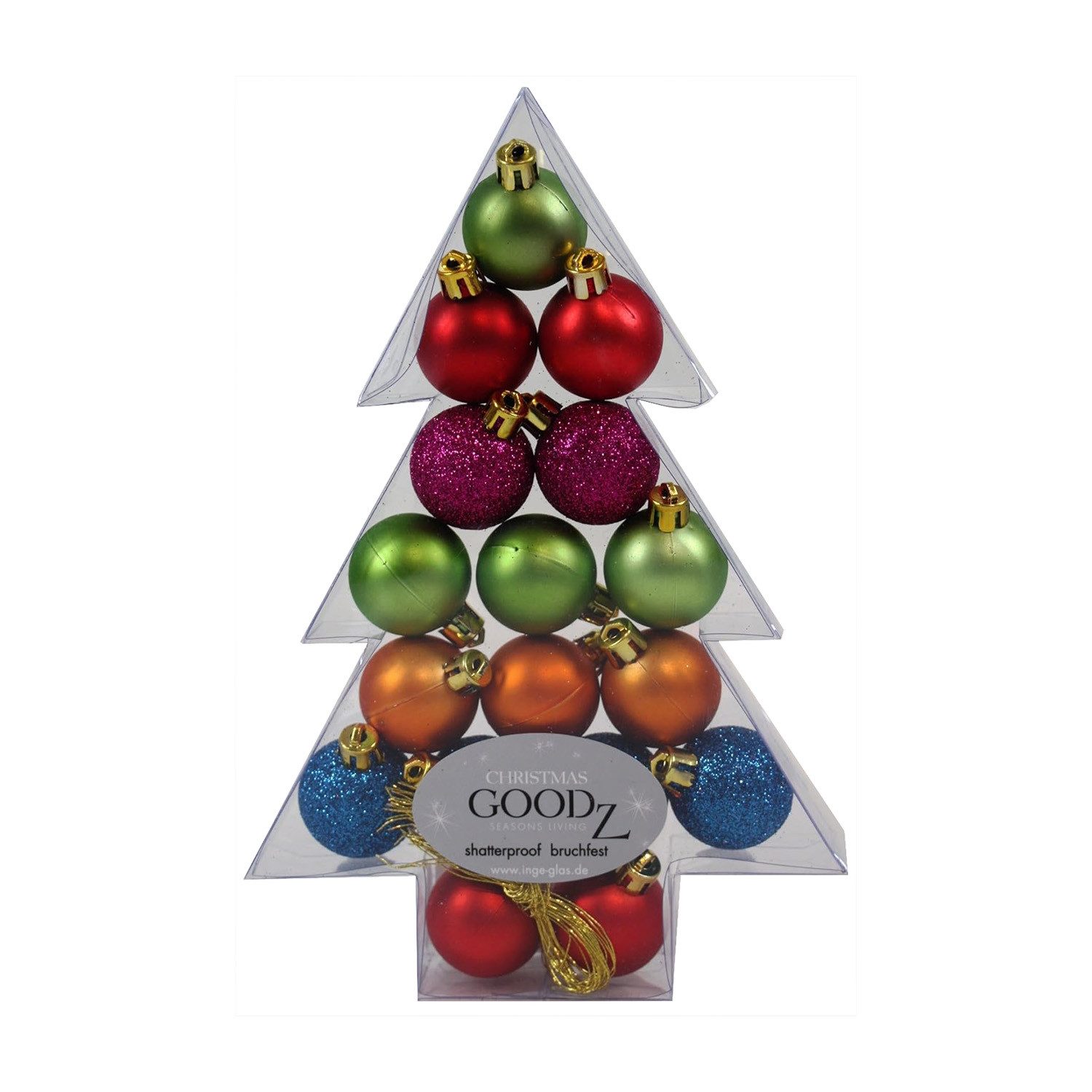 INGE-GLAS® Weihnachtsbaumkugel Weihnachtskugeln MilleFiori, Ø 3 cm, 17 Stück