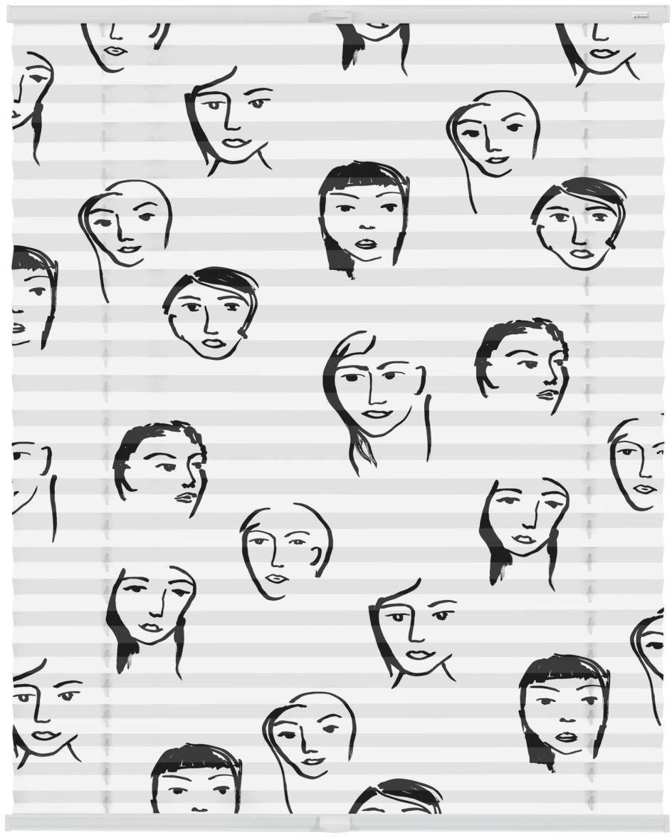 LICHTBLICK ORIGINAL Plissee Plissee Klemmfix, ohne Bohren, blickdicht, Faces - Schwarz, blickdicht, freihängend, Klemmfix