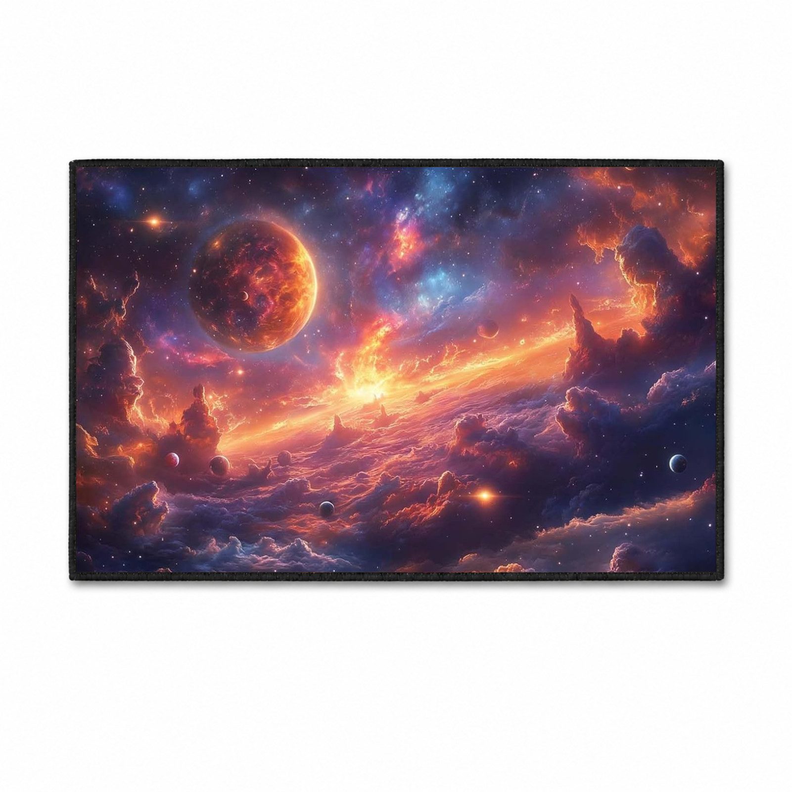 Jumpeak Teppich Weltall‑Teppich Planeten & Nebel Motiv, farbenprächtiges, Rechteckig, Höhe: 5 mm, rutschfest, weich für Jugend‑ und Kinderzimmer