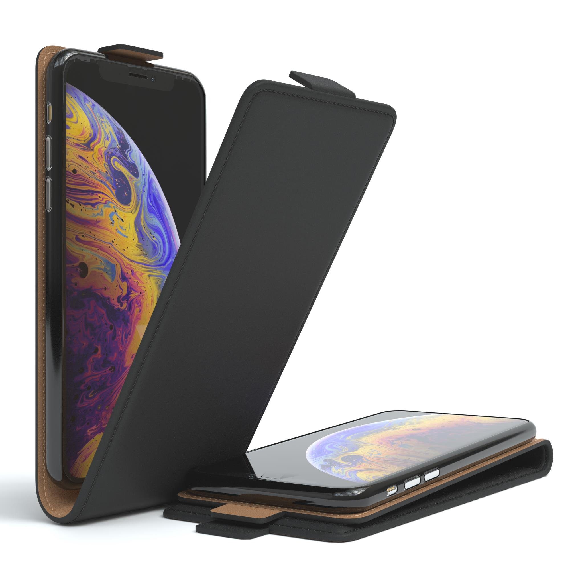 EAZY CASE Handyhülle Flipcase für Apple iPhone X / iPhone XS 5,8 Zoll, Tasche Klapphülle Handytasche zum Aufklappen Etui Kunstleder Schwarz
