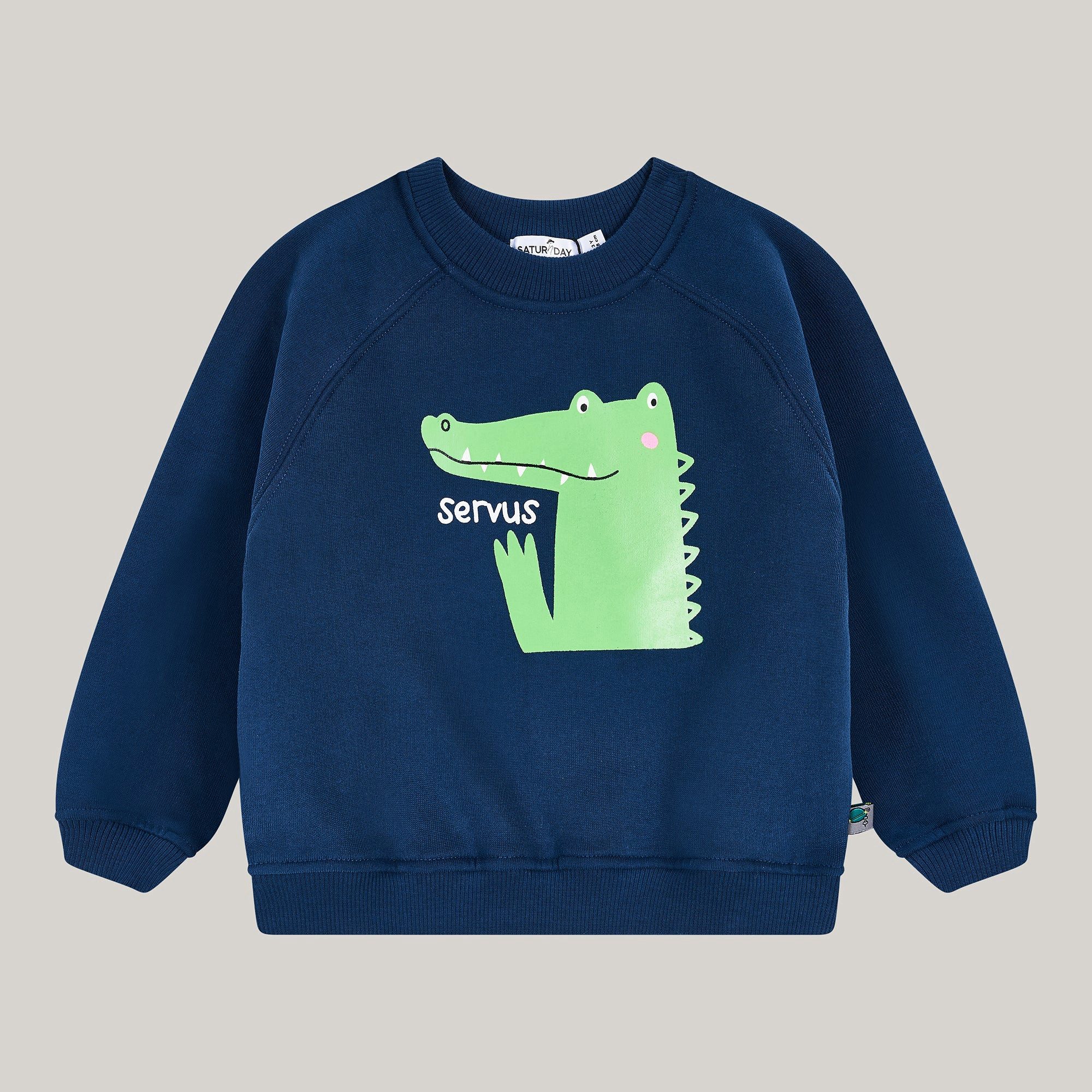 # SATURNDAY Sweatshirt Kinder-Sweatshirt mit Krokodil-Motiv – Blau - 100% Baumwolle Krokodil, Servus